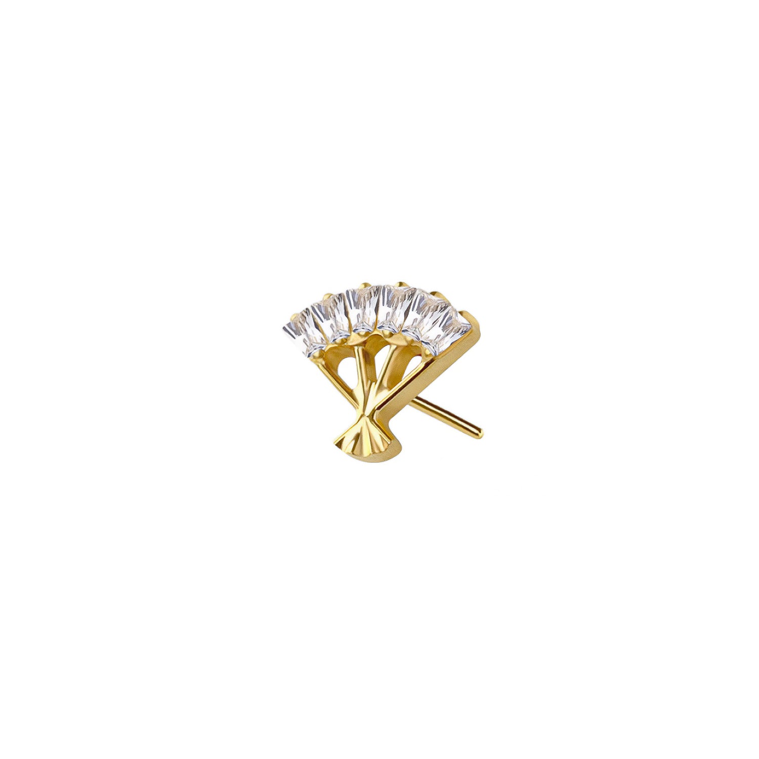 Baguette Fan Threadless Labret Earring– Titanium Implant Grade ASTM F136