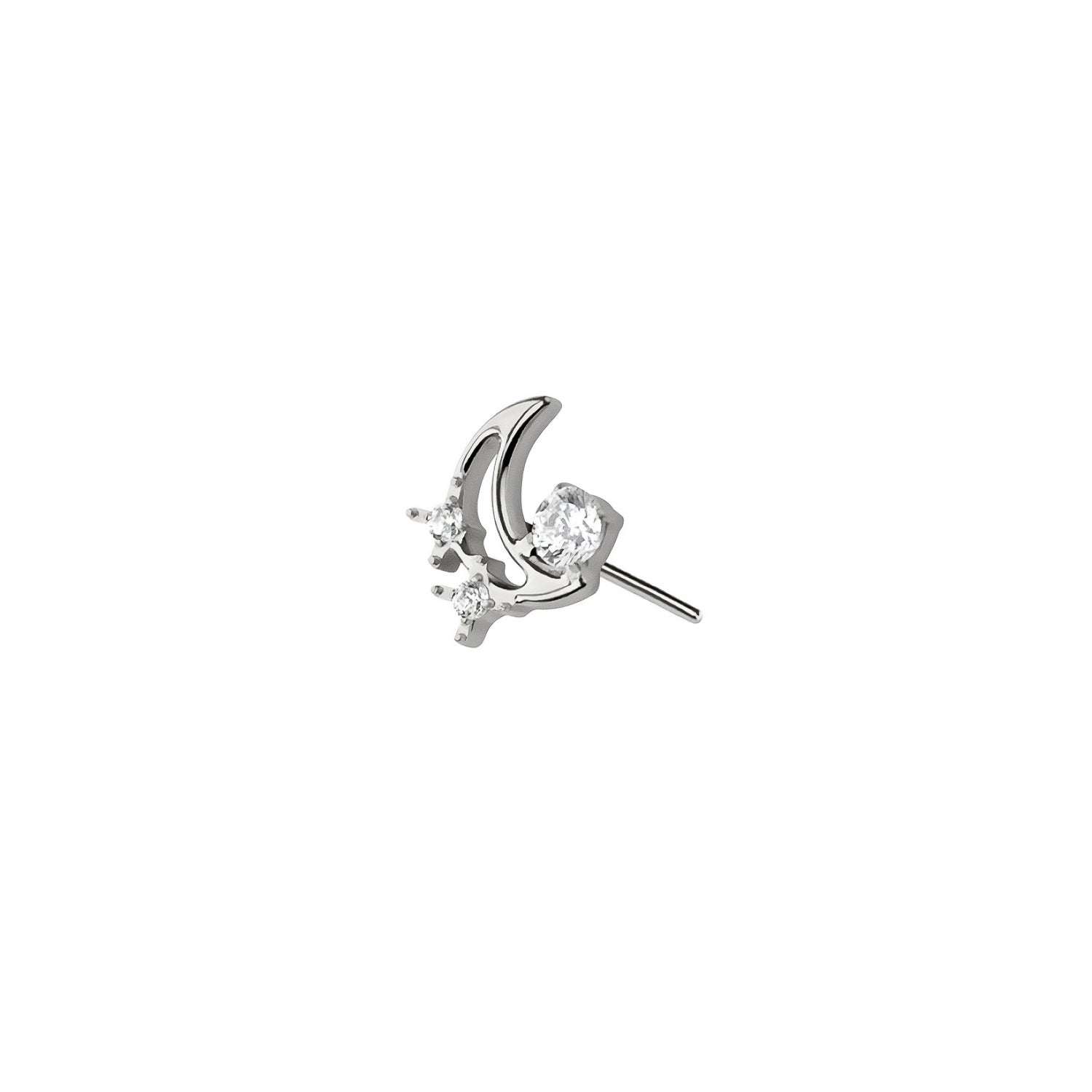 Moon & Stars Threadless Labret Earring– Titanium Implant Grade ASTM F136
