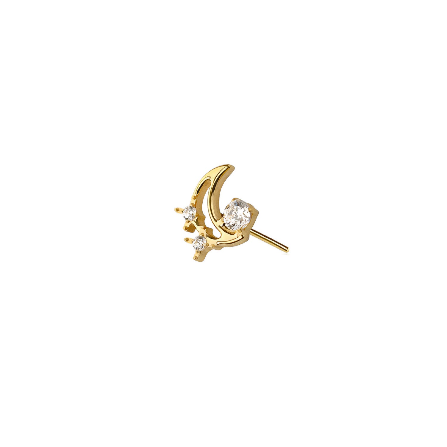 Moon & Stars Threadless Labret Earring– Titanium Implant Grade ASTM F136