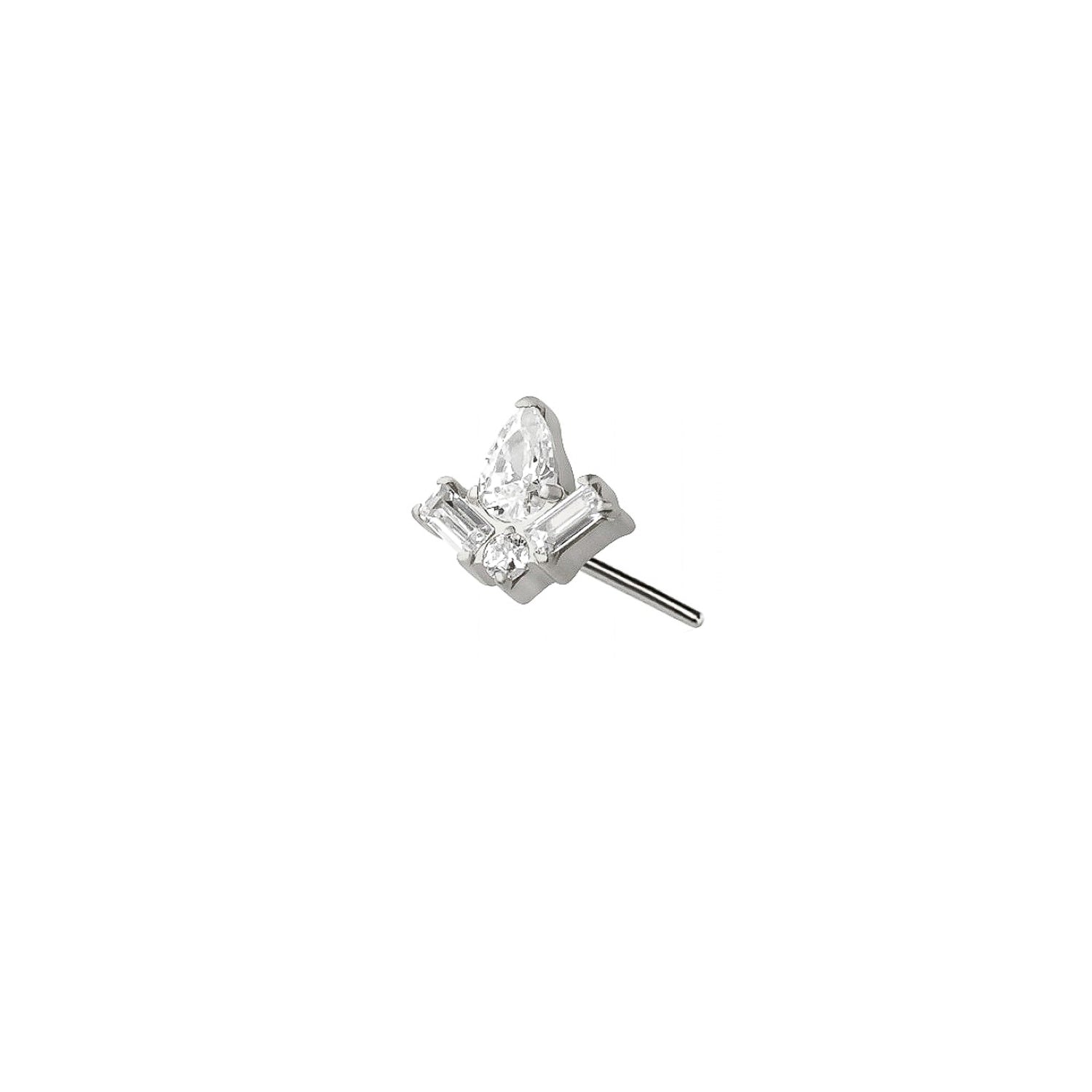 Baguette Threadless Labret Earring– Titanium Implant Grade ASTM F136