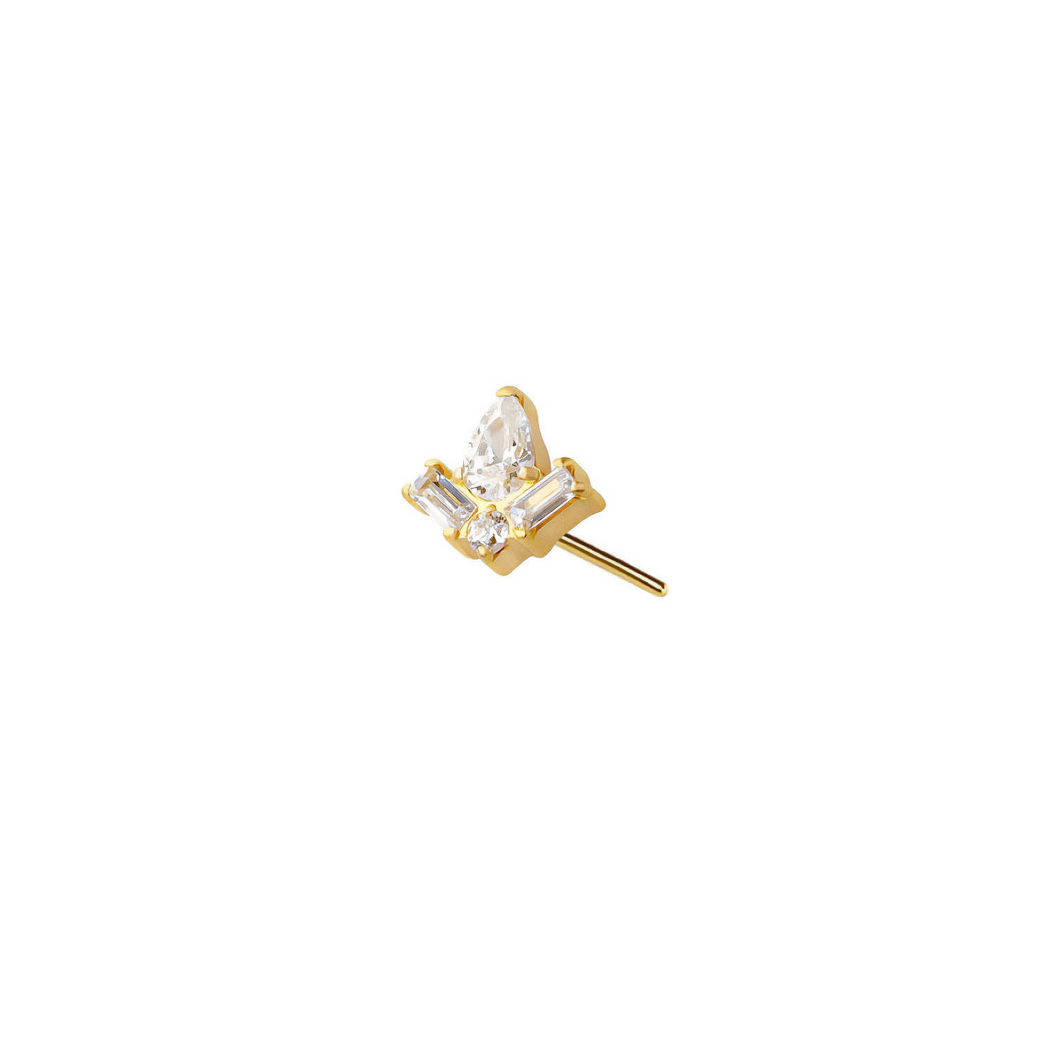 Baguette Threadless Labret Earring– Titanium Implant Grade ASTM F136