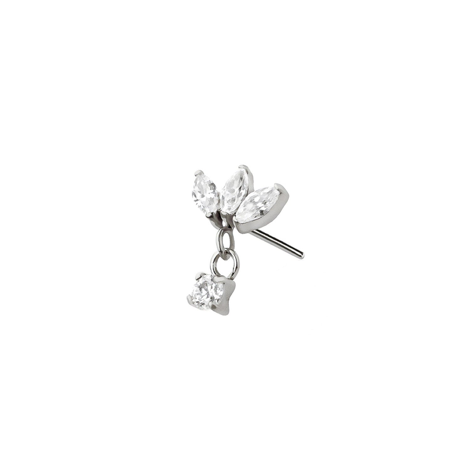 Micro Marquise Threadless Labret Earring– Titanium Implant Grade ASTM F136