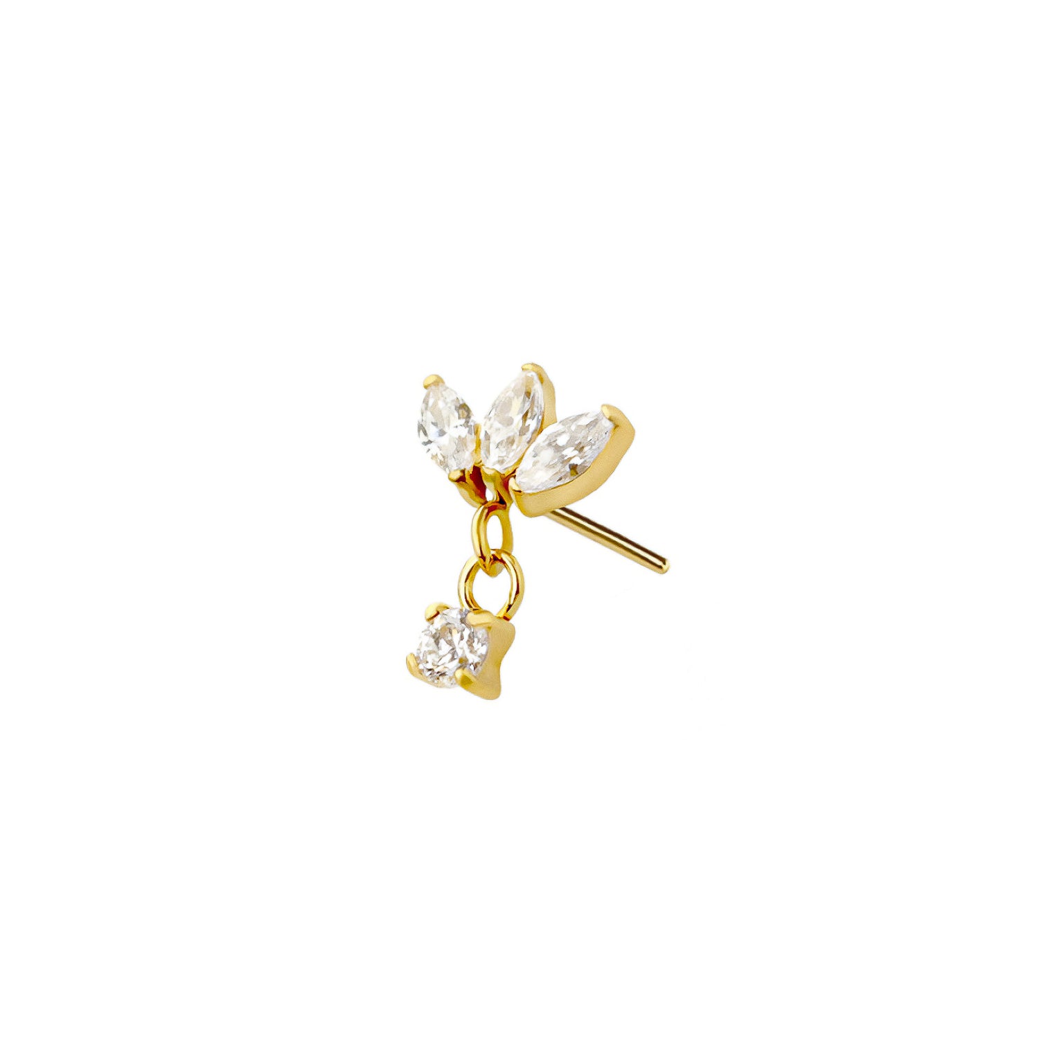 Micro Marquise Threadless Labret Earring– Titanium Implant Grade ASTM F136