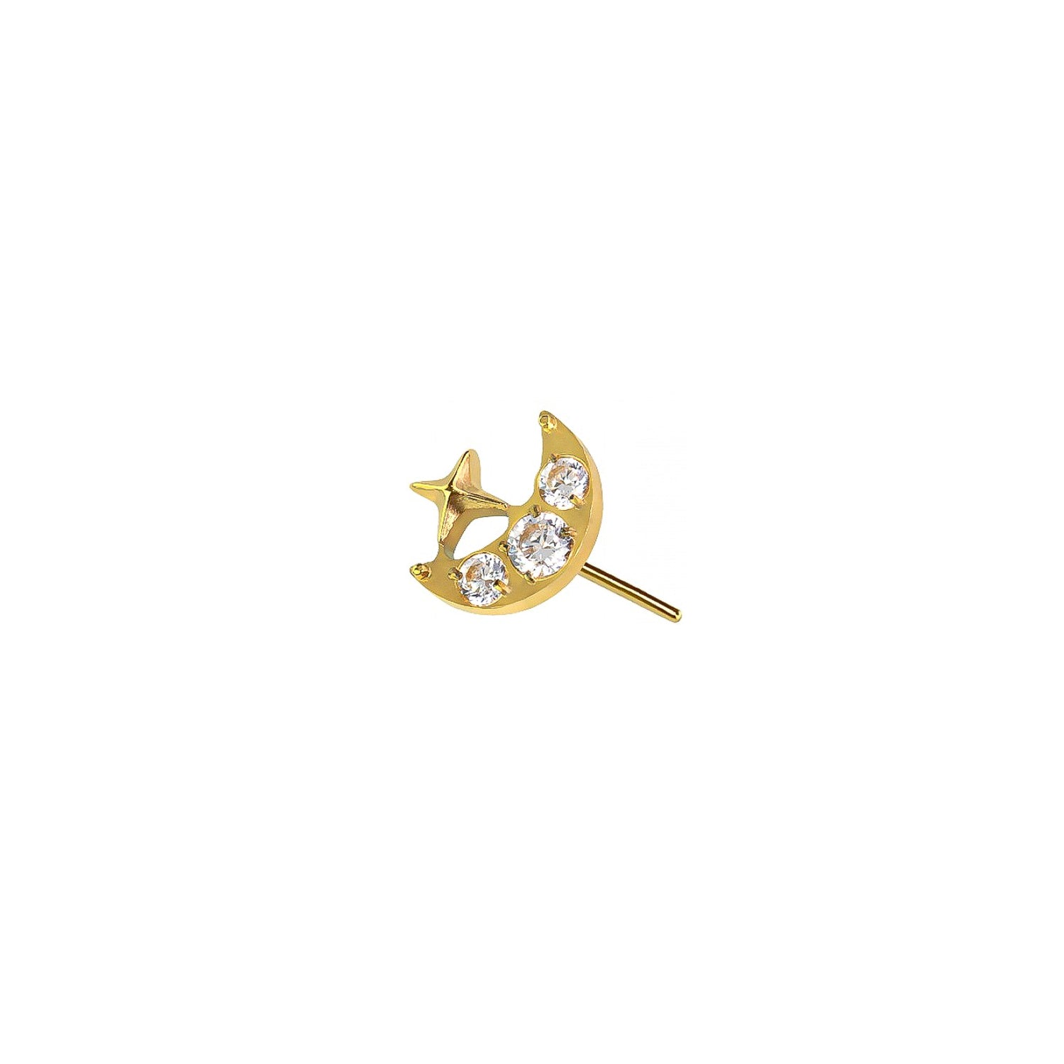 Micro Moon & Star Threadless Labret Earring– Titanium Implant Grade ASTM F136