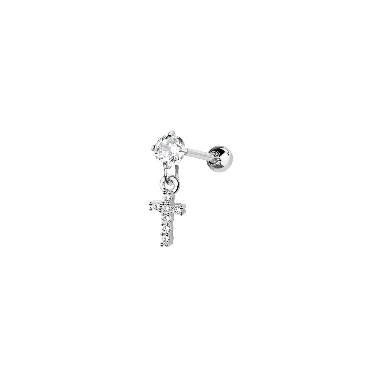 Cross Cartilage Barbell Earring