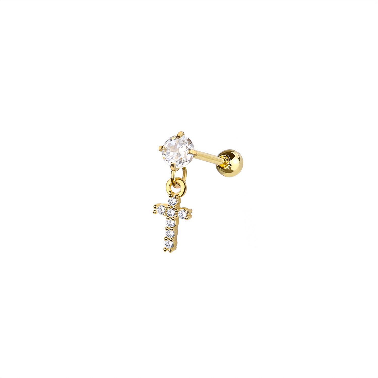 Cross Cartilage Barbell Earring