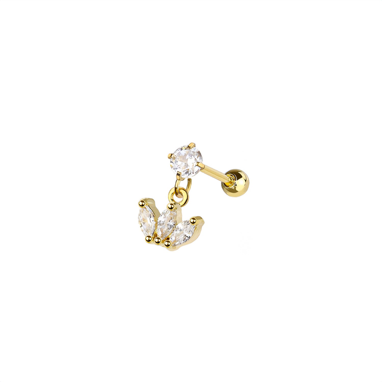 Crown Marquise Cartilage Barbell Earring