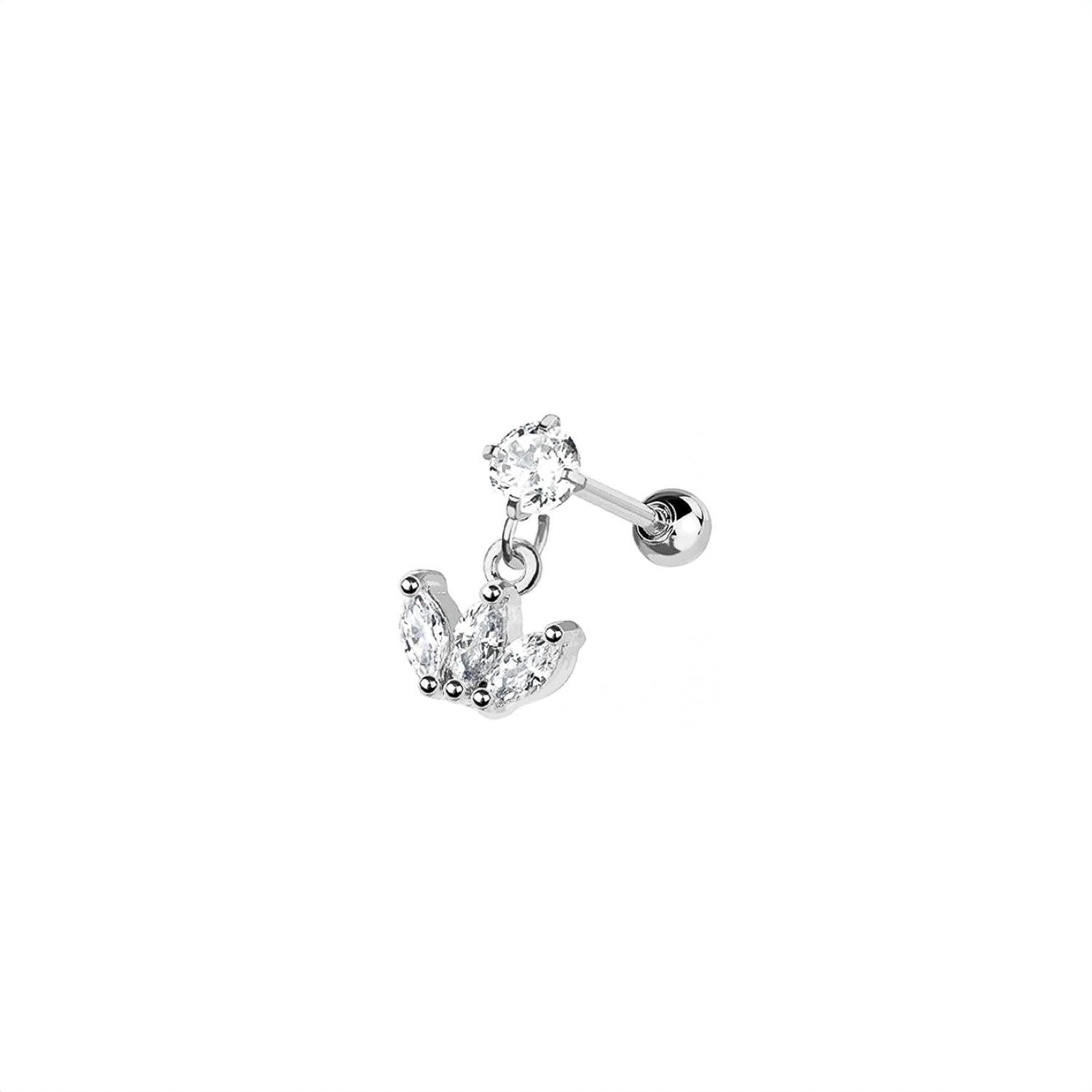 Crown Marquise Cartilage Barbell Earring