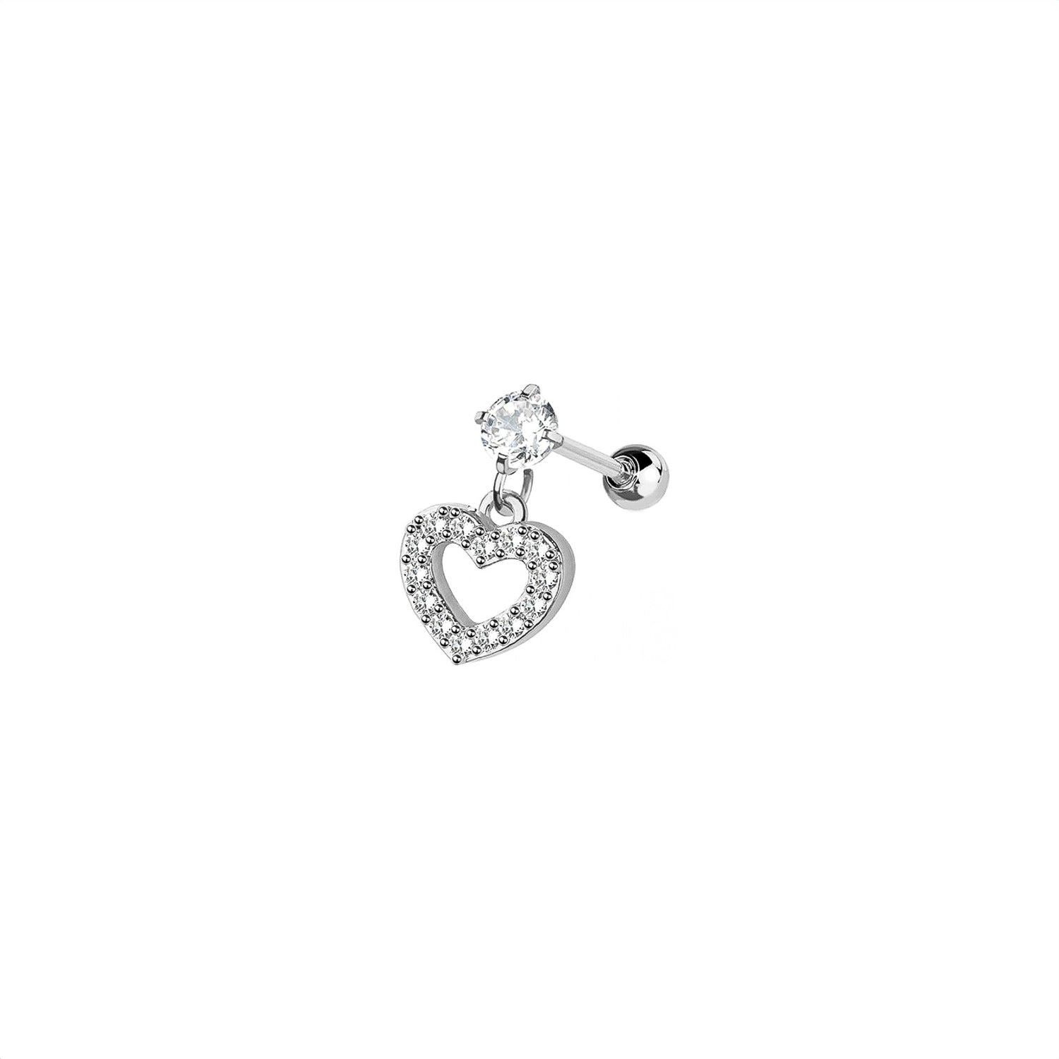 Heart Cartilage Barbell Earring -
