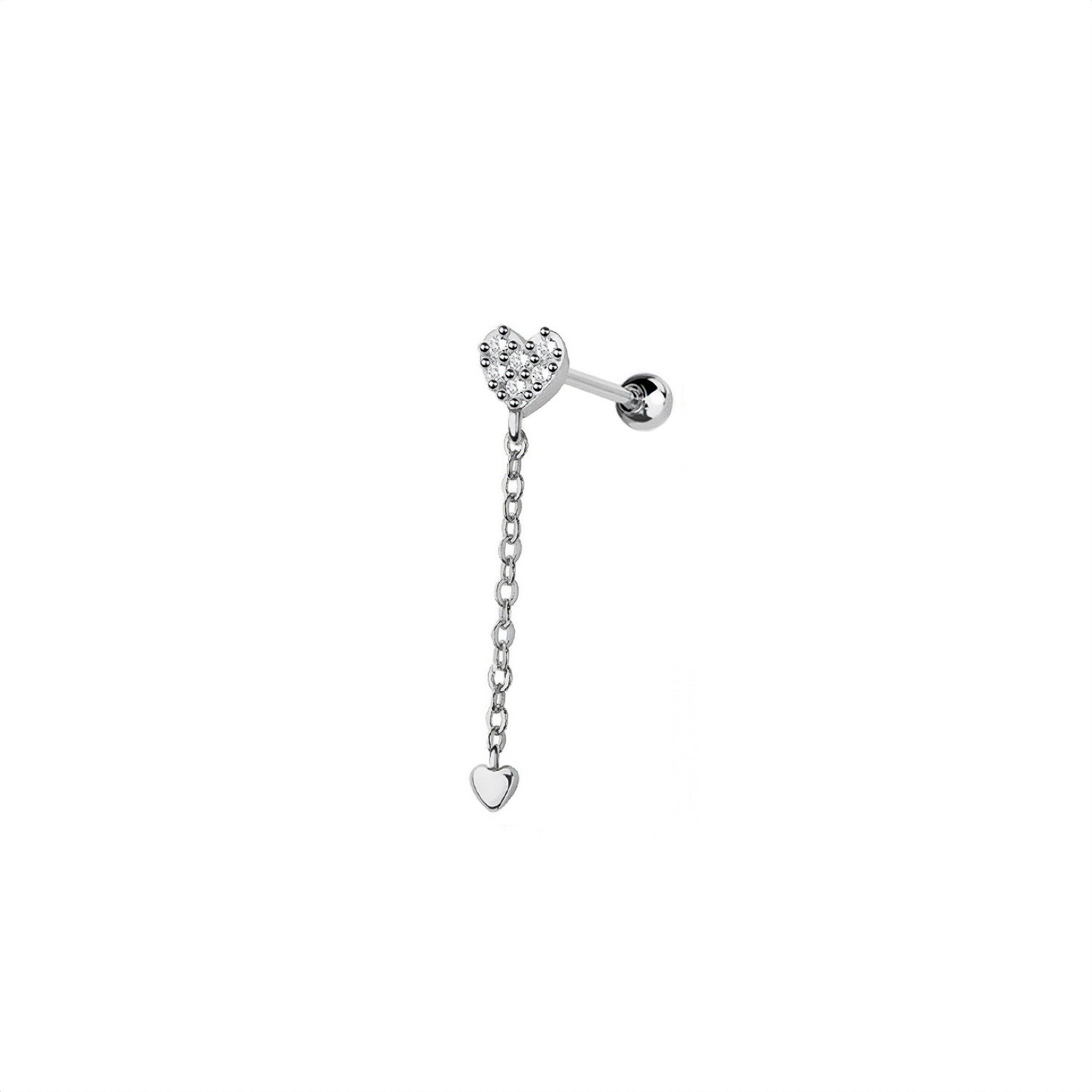 Heart Cartilage Barbell Earring