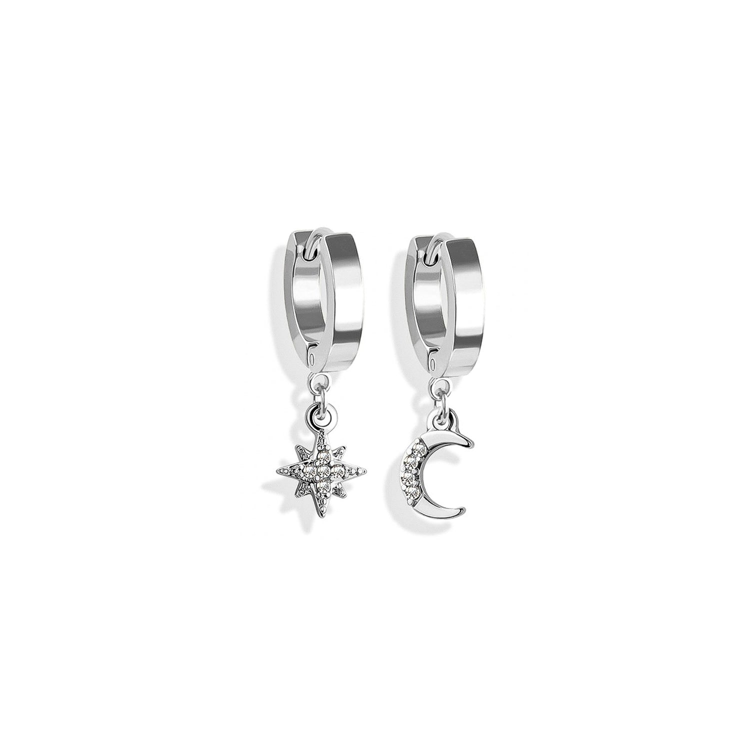 Moon & Star Huggie Hoop Earrings
