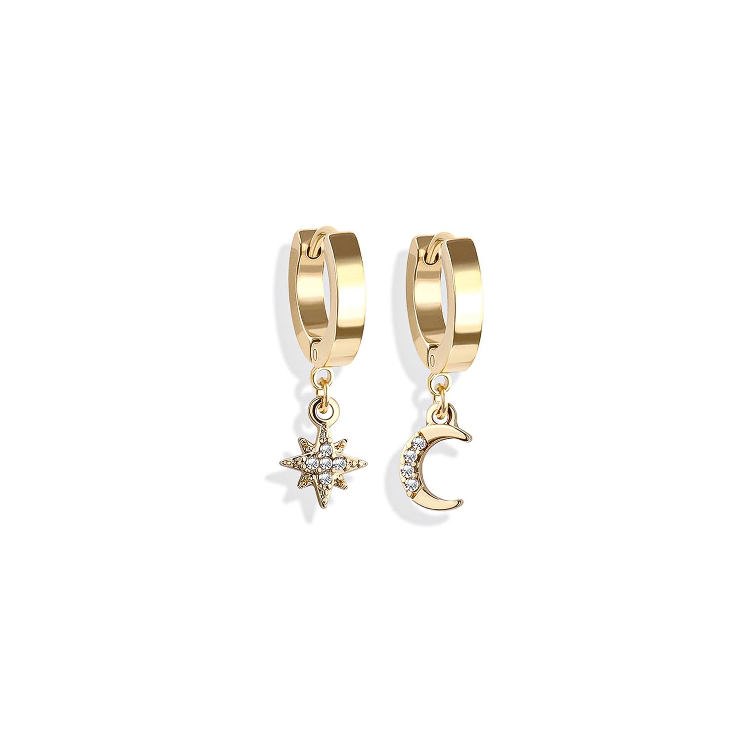 Moon & Star Huggie Hoop Earrings