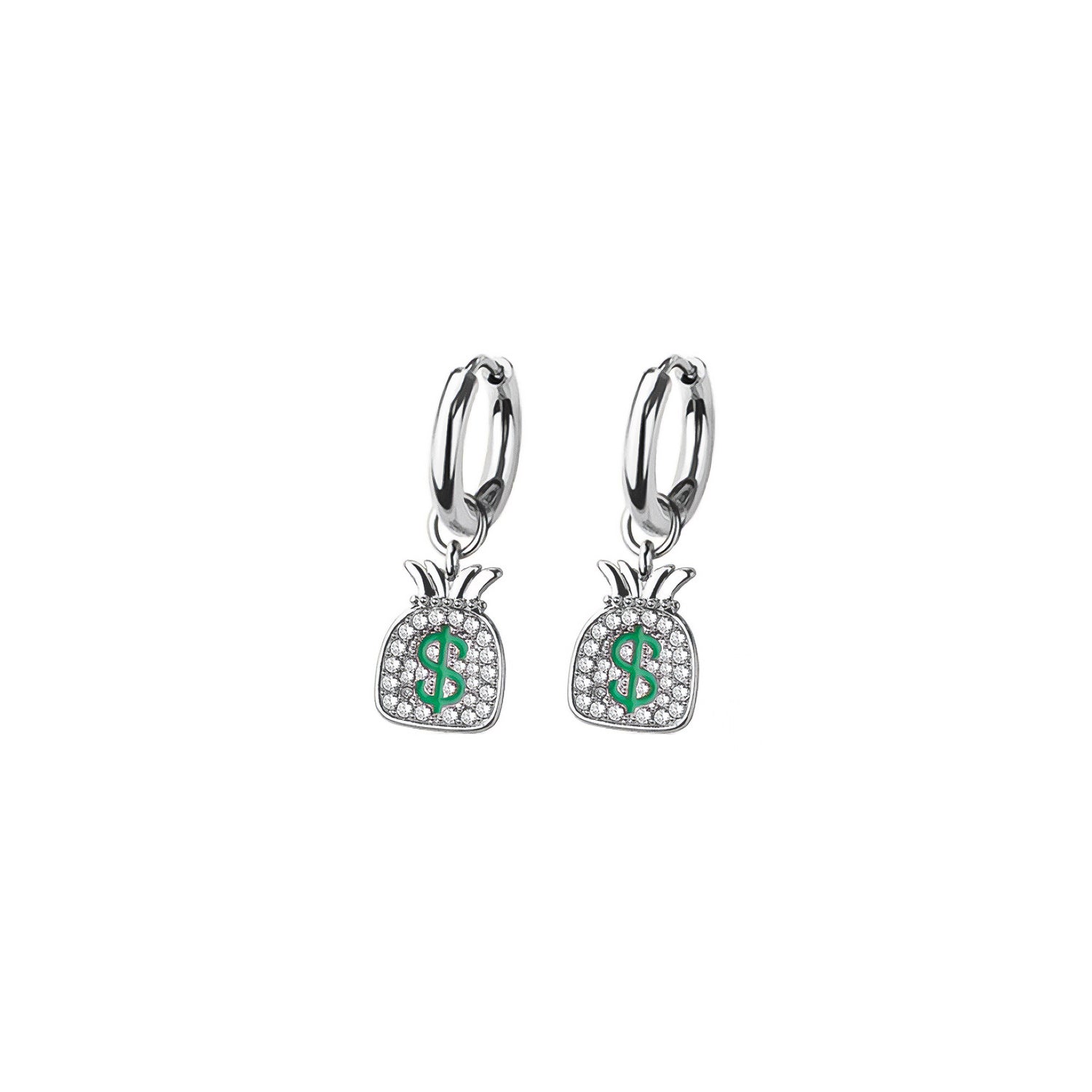 Money Bag Huggie Hoop Earrings