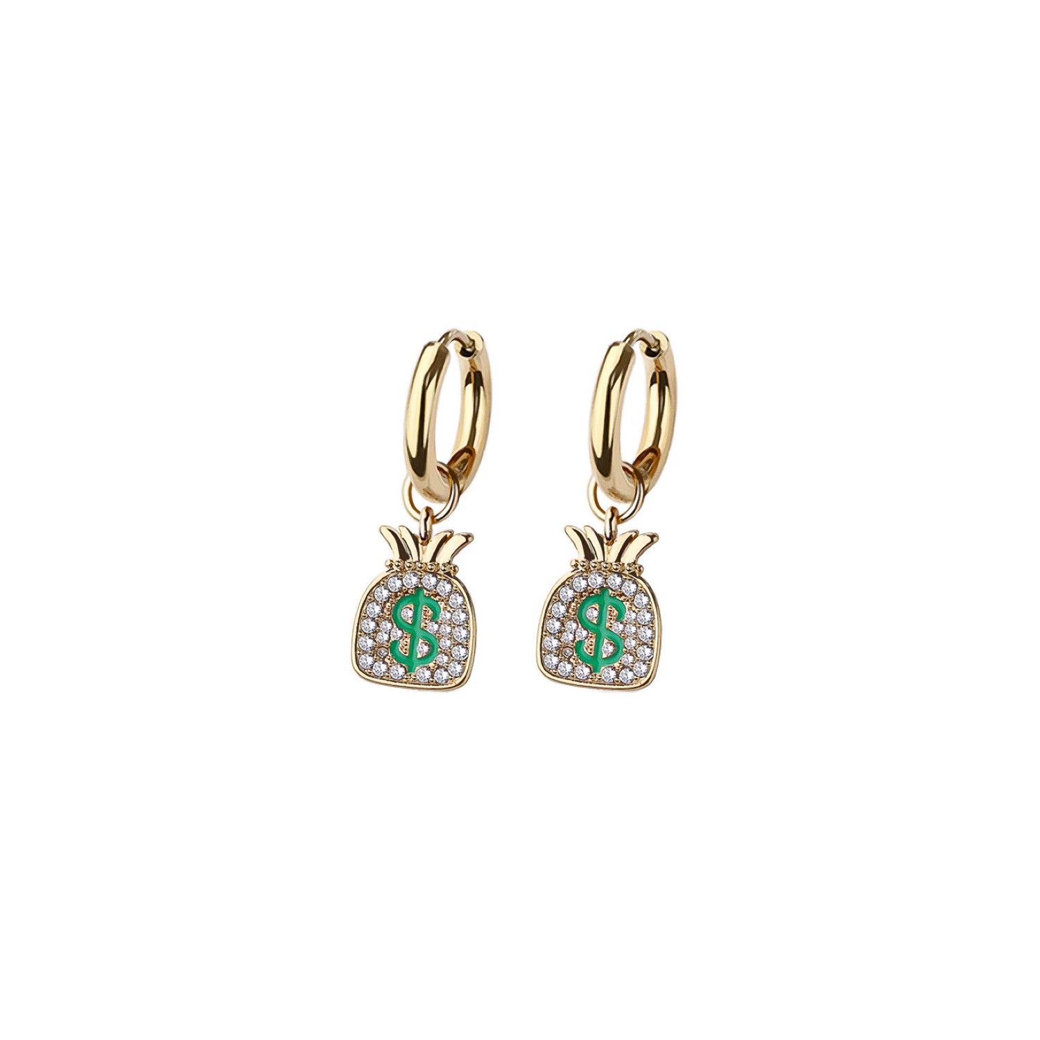 Money Bag Huggie Hoop Earrings