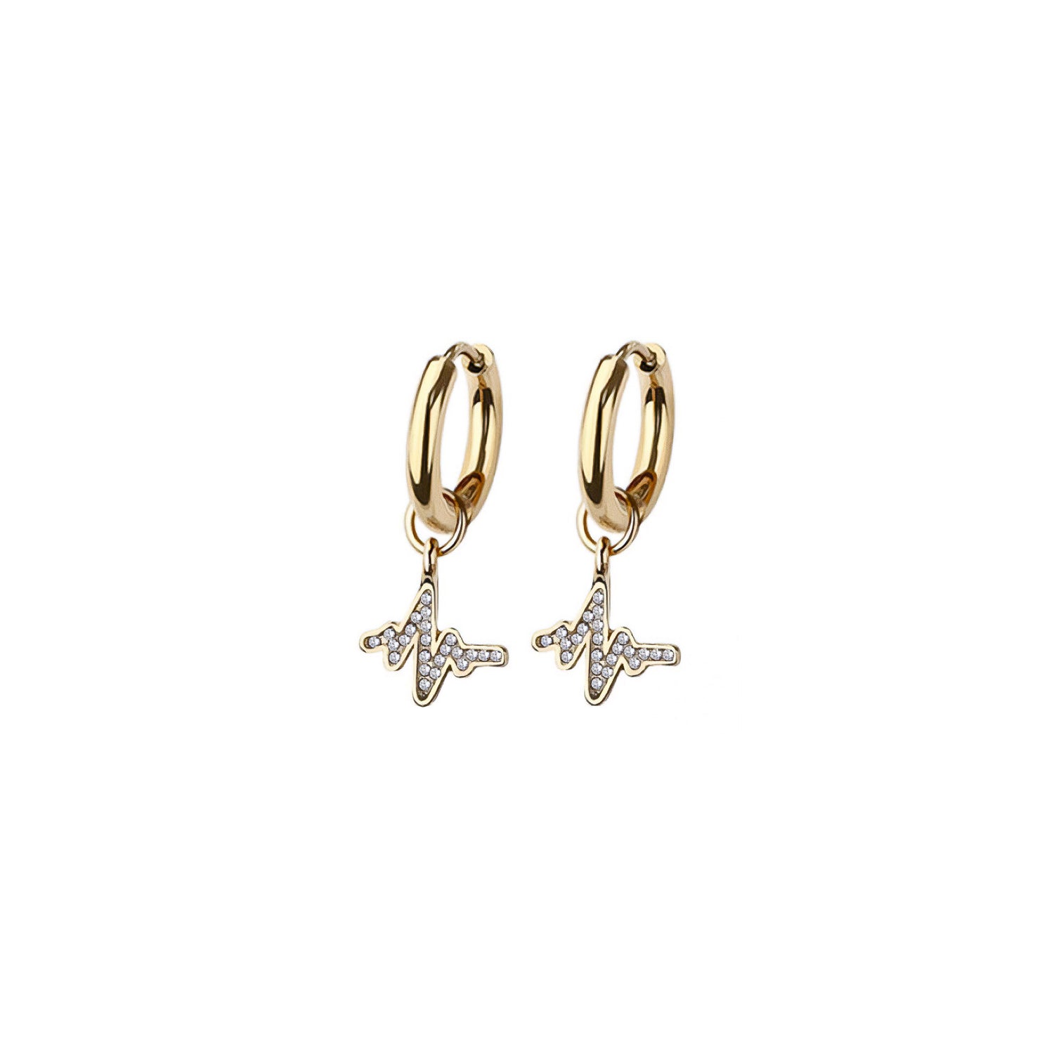 Heartbeat Pulse Huggie Hoop Earrings