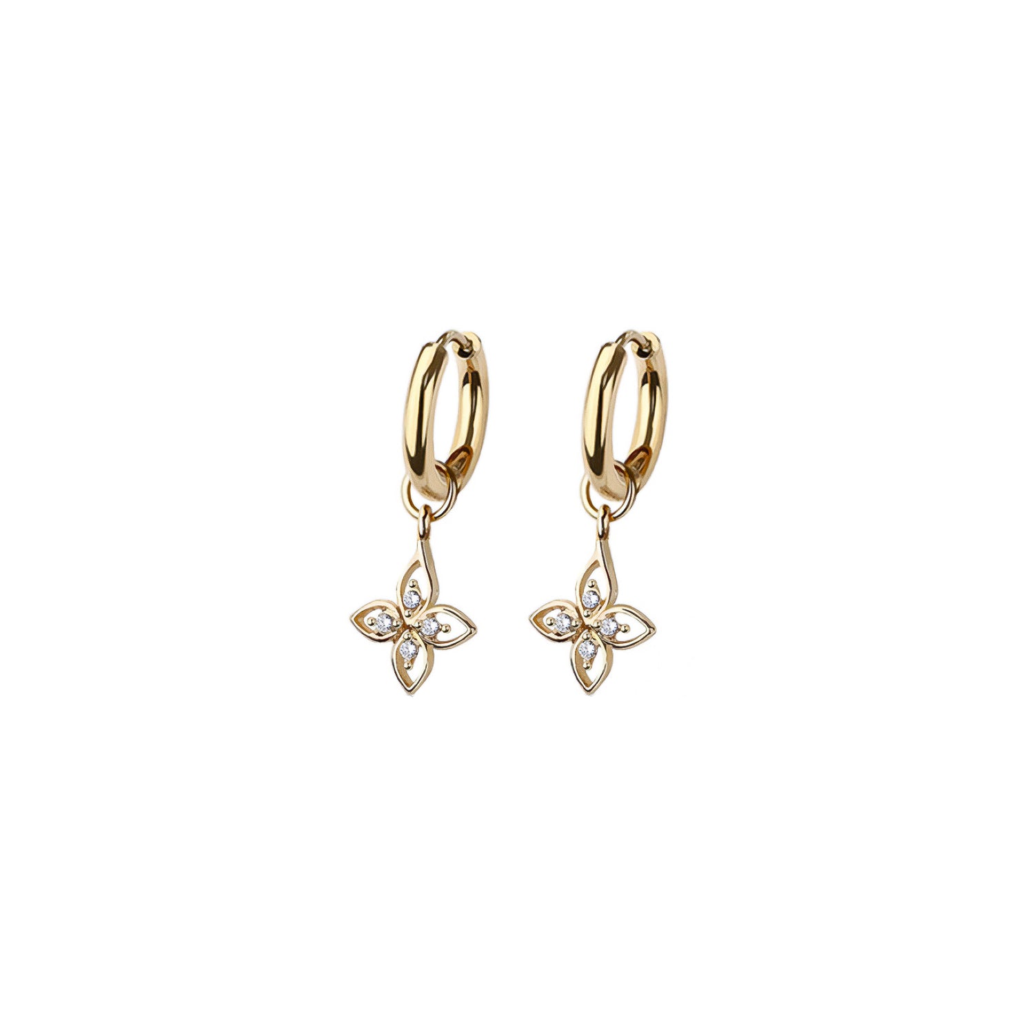 Floral Huggie Hoop Earrings