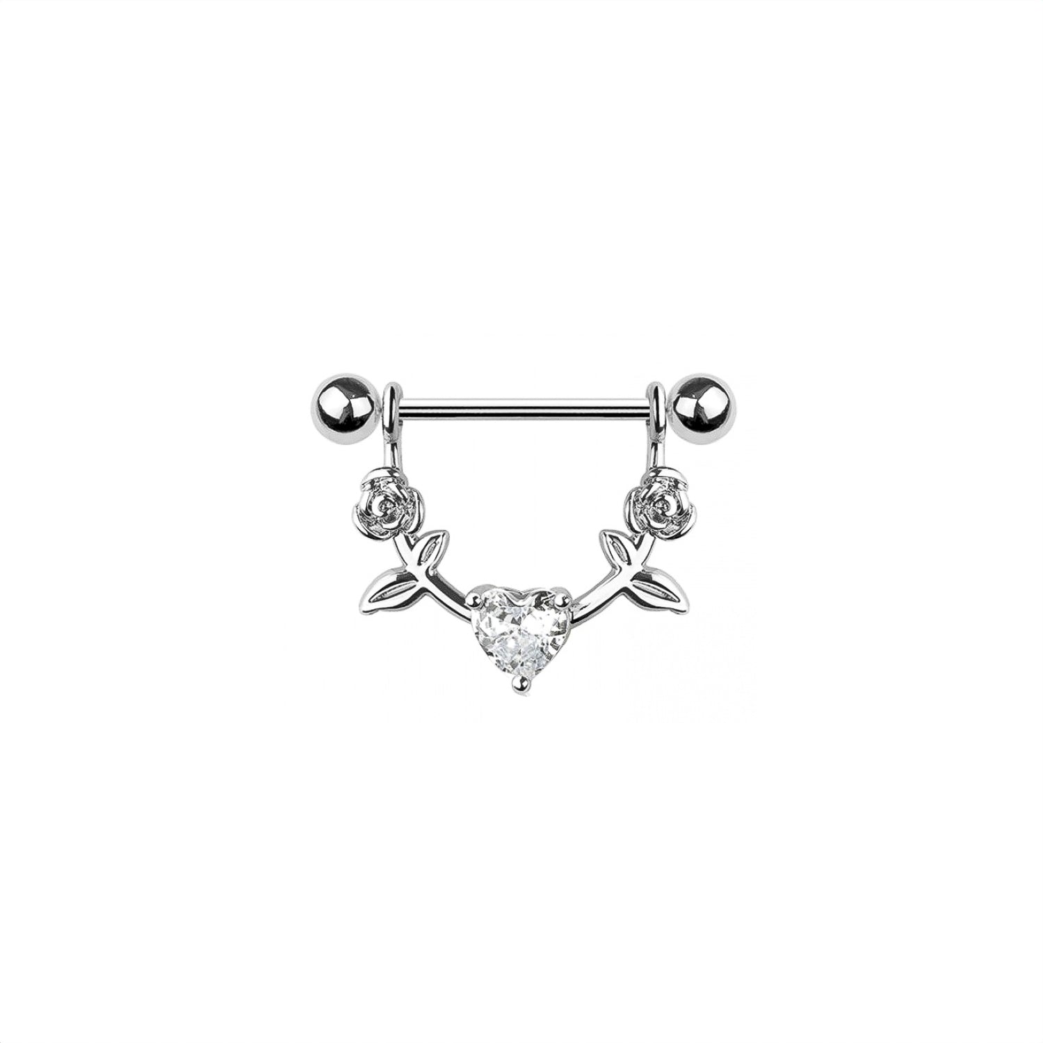 Heart Rose Nipple Ring