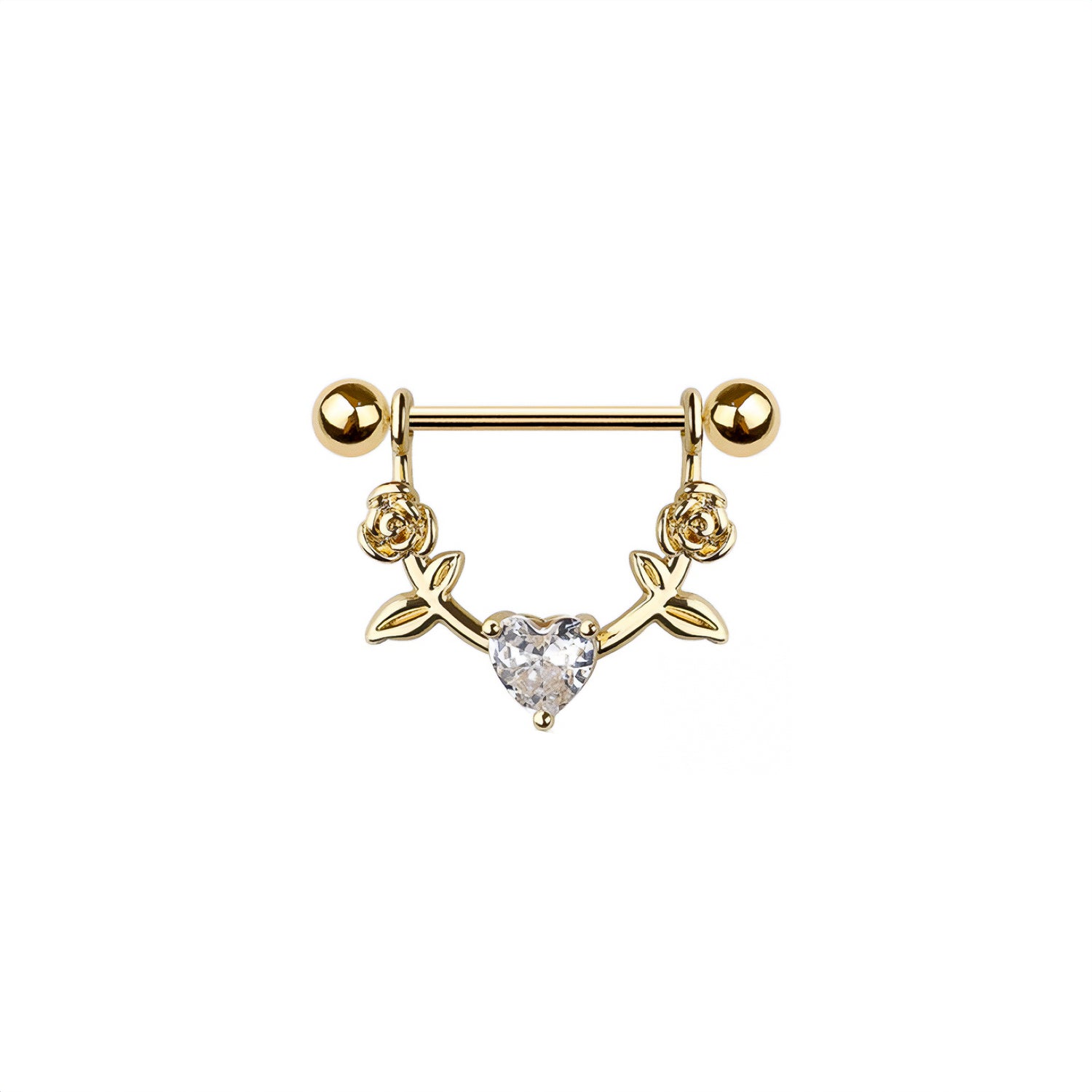 Heart Rose Nipple Ring