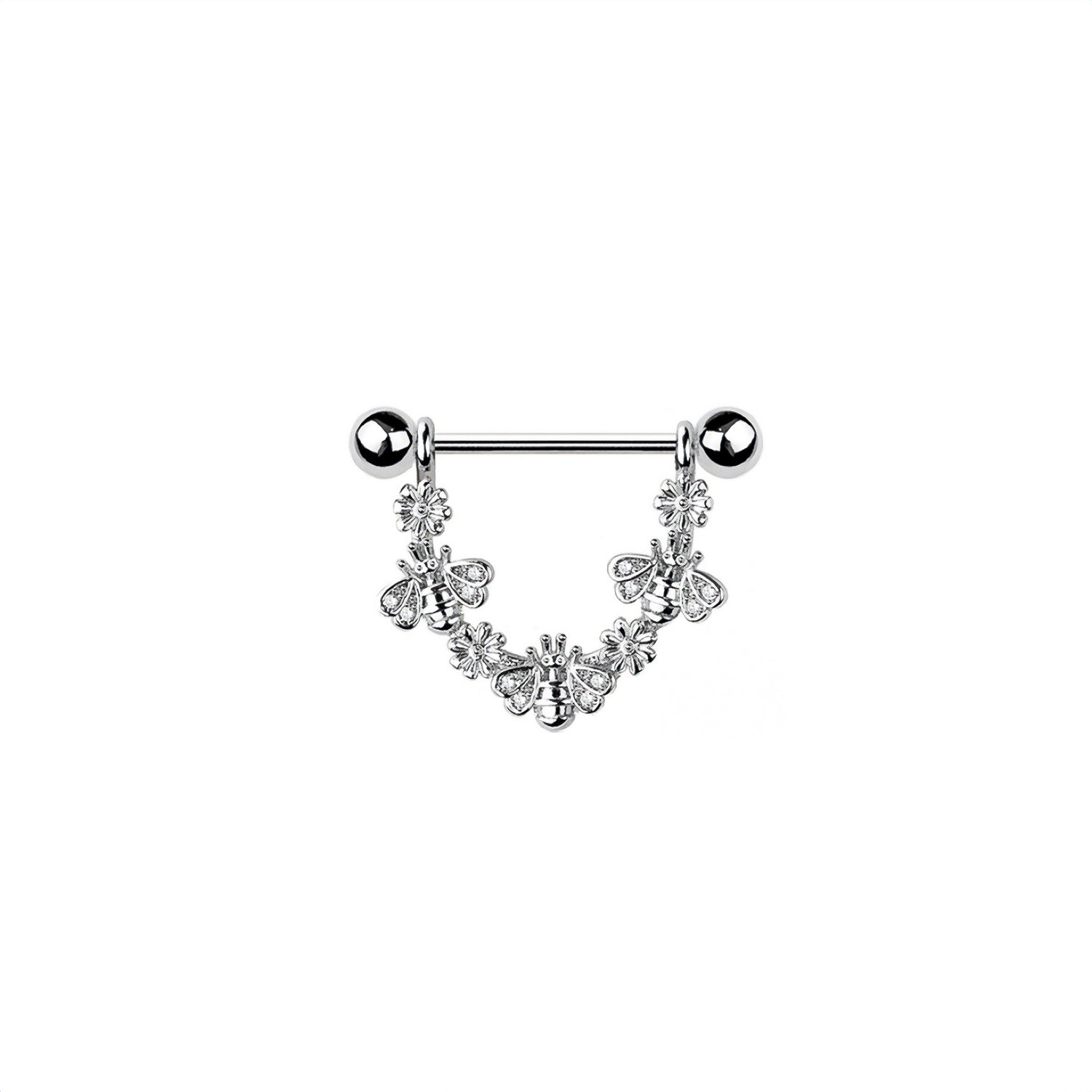 Bee & Flower Nipple Ring