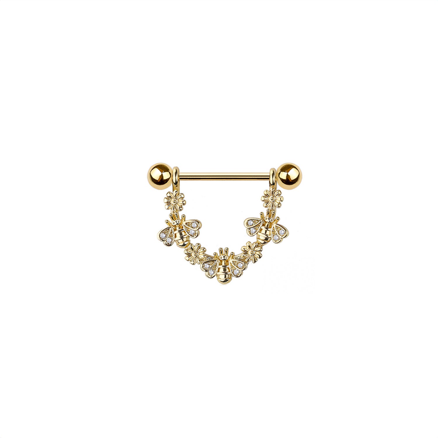 Bee & Flower Nipple Ring