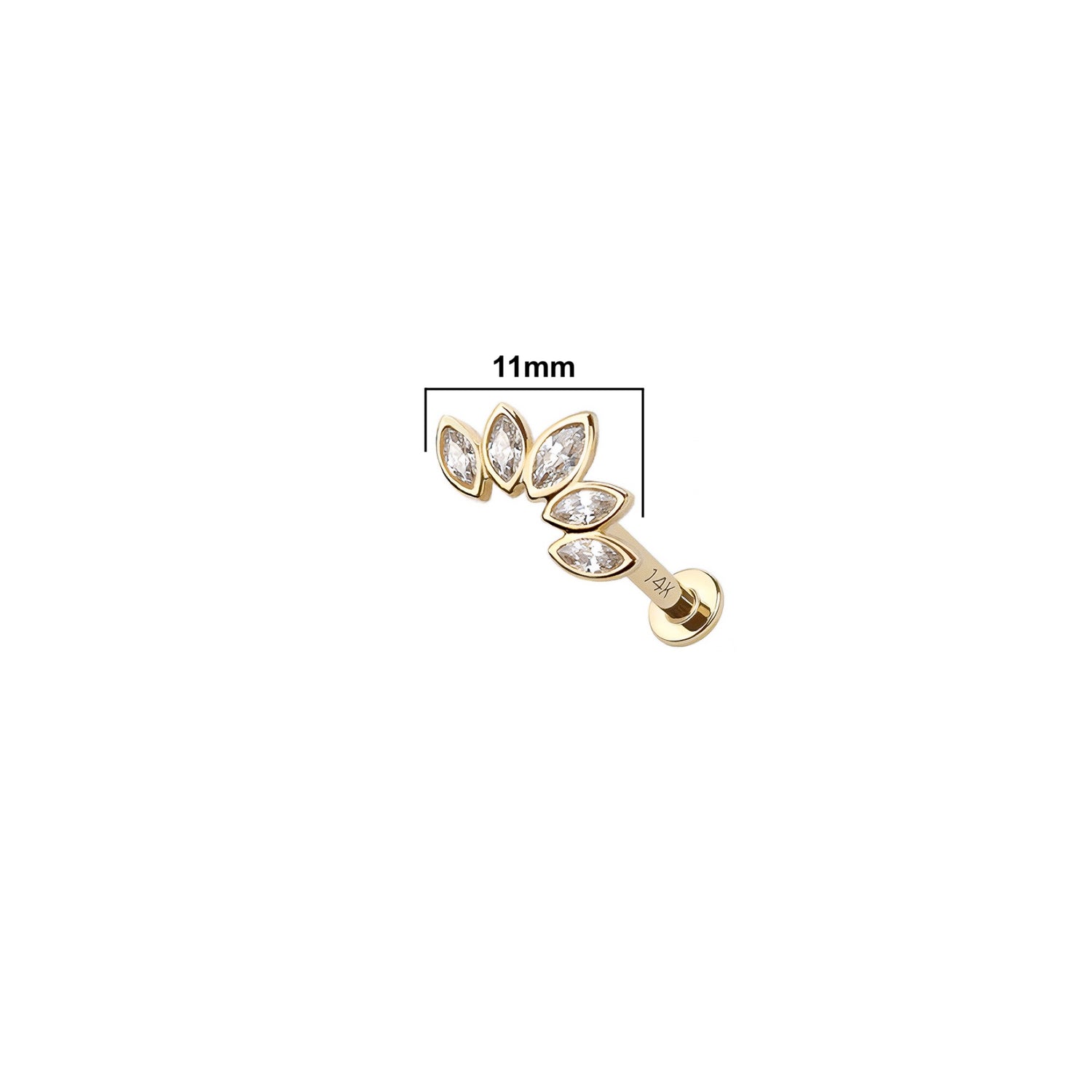 14K Marquise Cluster Threadless Labret