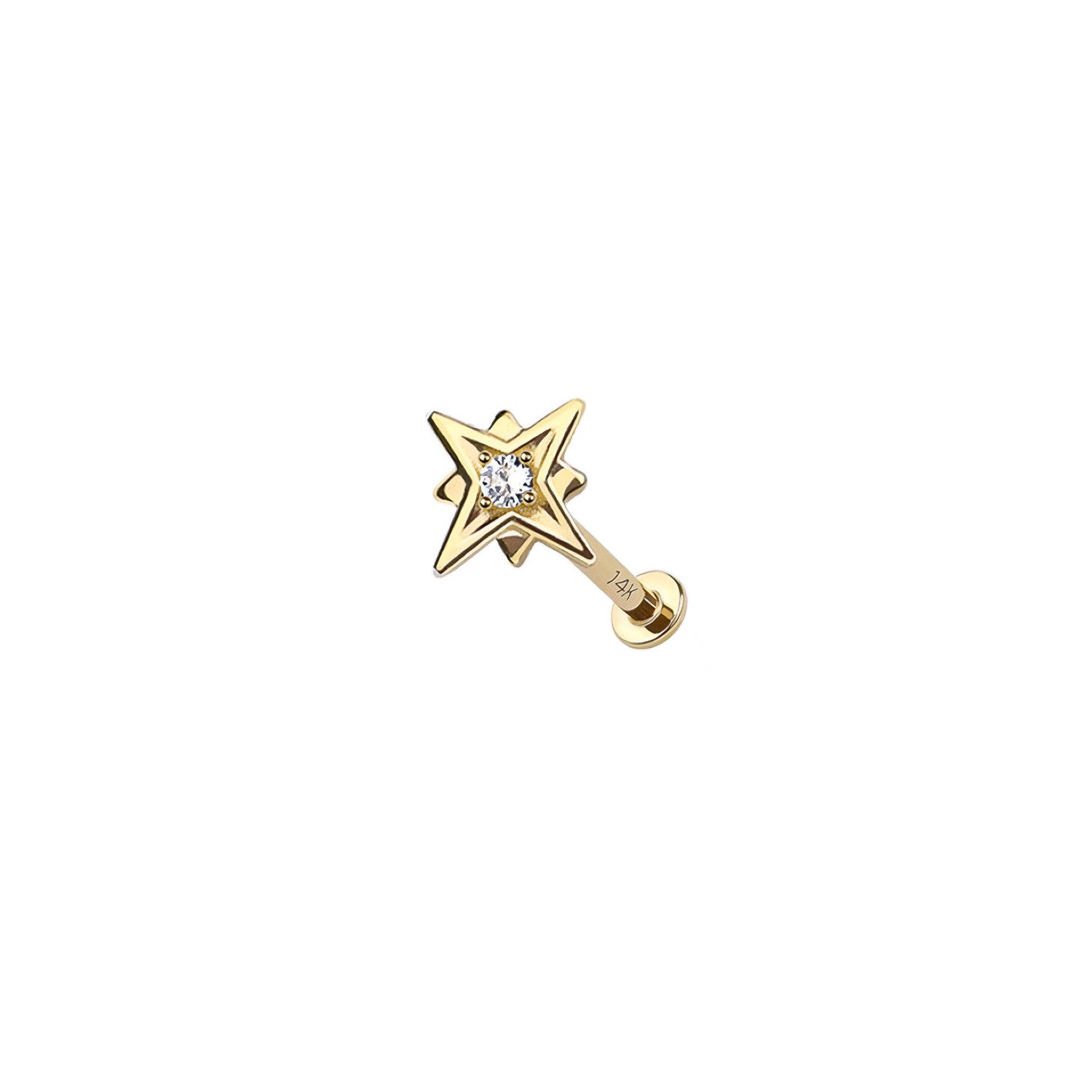14K Micro Star Threadless Labret
