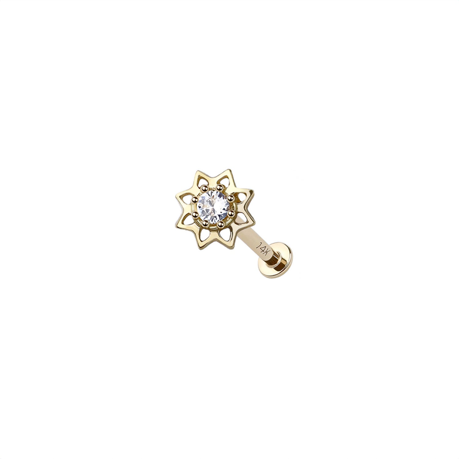 14K Micro Flower Threadless Labret