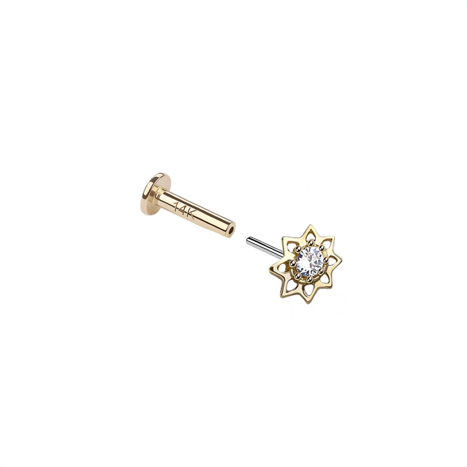 14K Micro Flower Threadless Labret