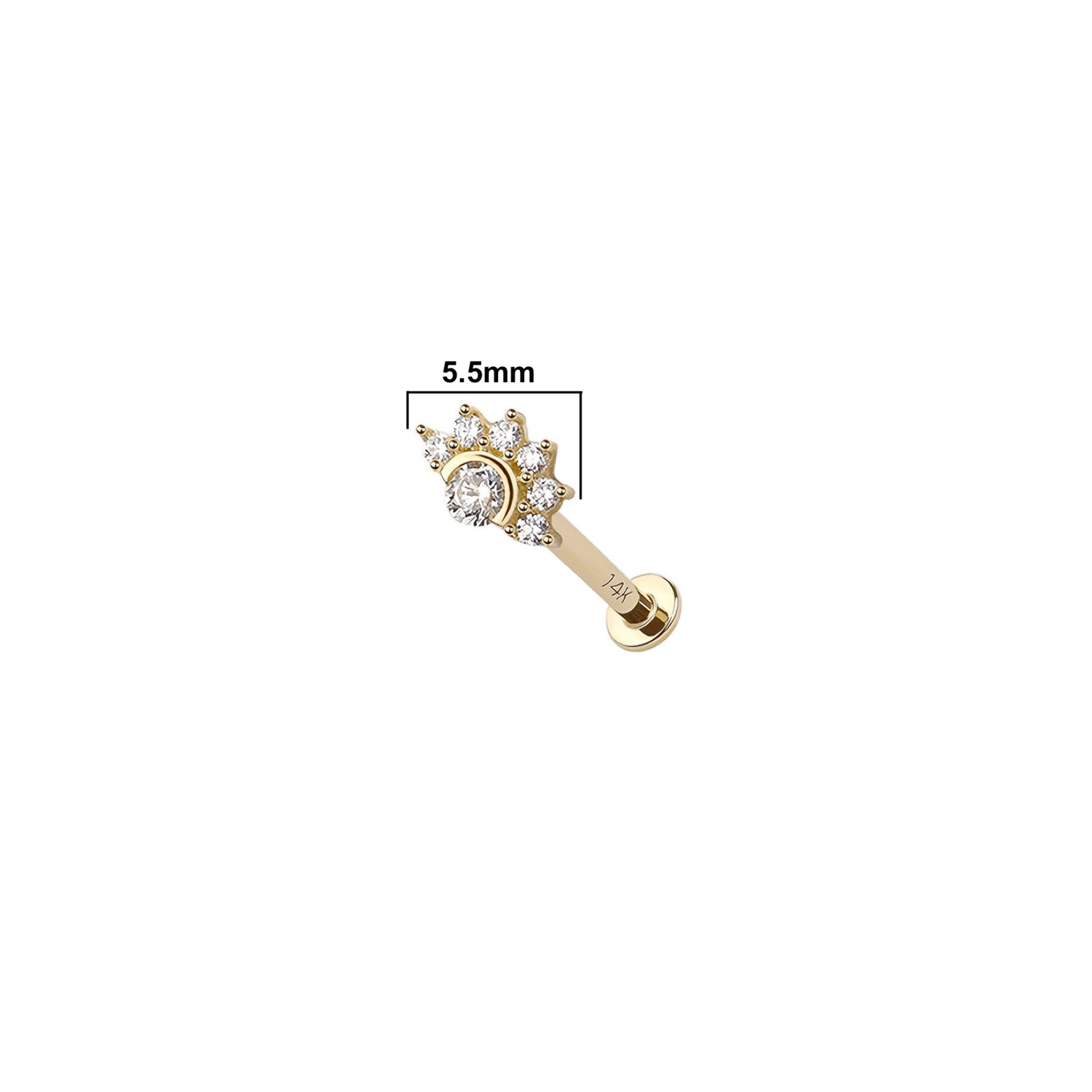 14K Micro Sun Threadless Labret
