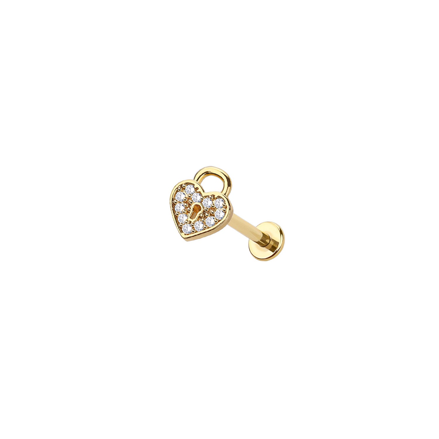 Micro Heart Lock Labret Earring