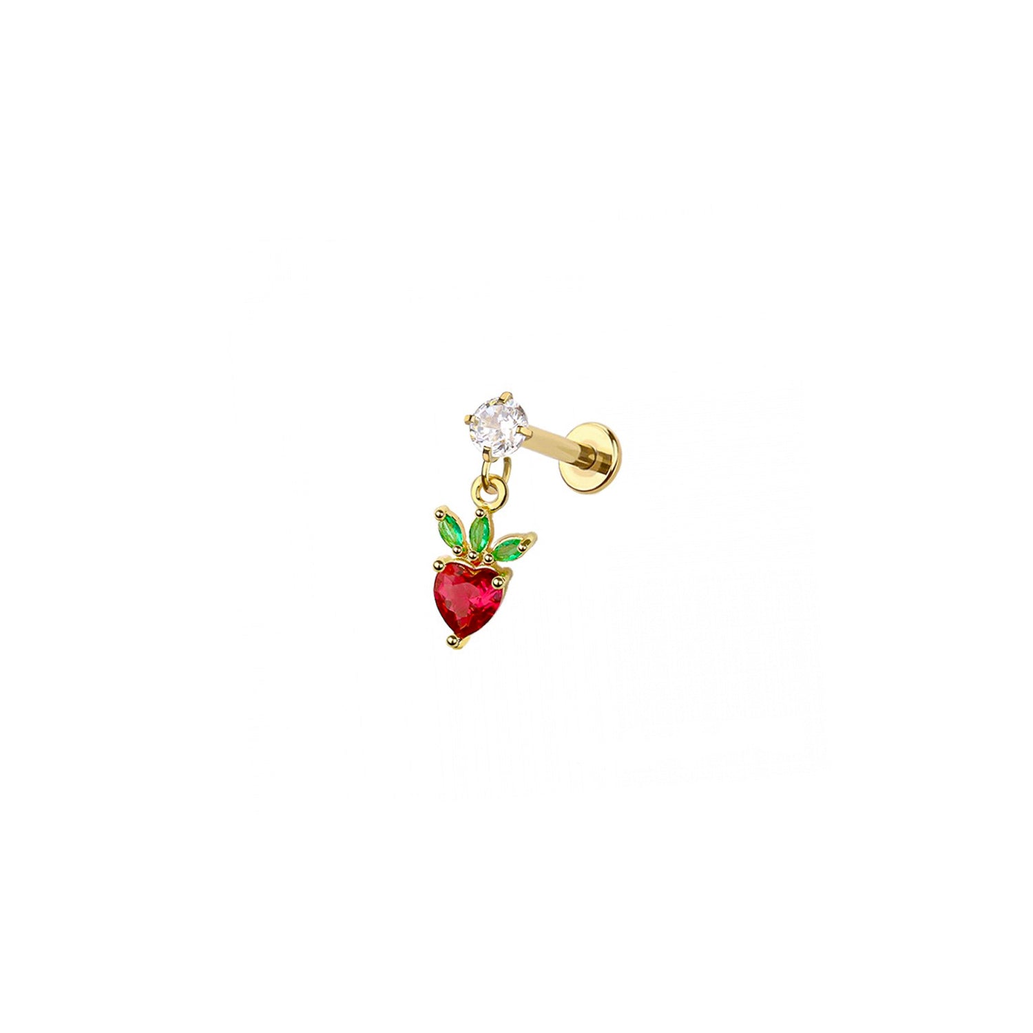 Micro Strawberry Labret Earring Stud