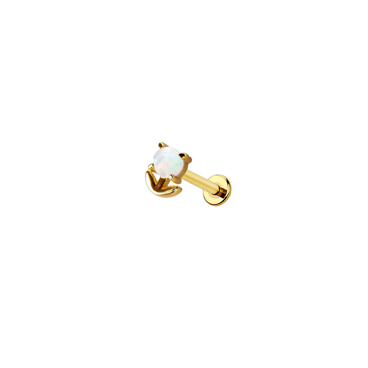 Opal Anchor Threadless Labret – 316L Surgical Steel Push-In Flat Back Stud – Cute Cartilage, Helix, Tragus, Conch