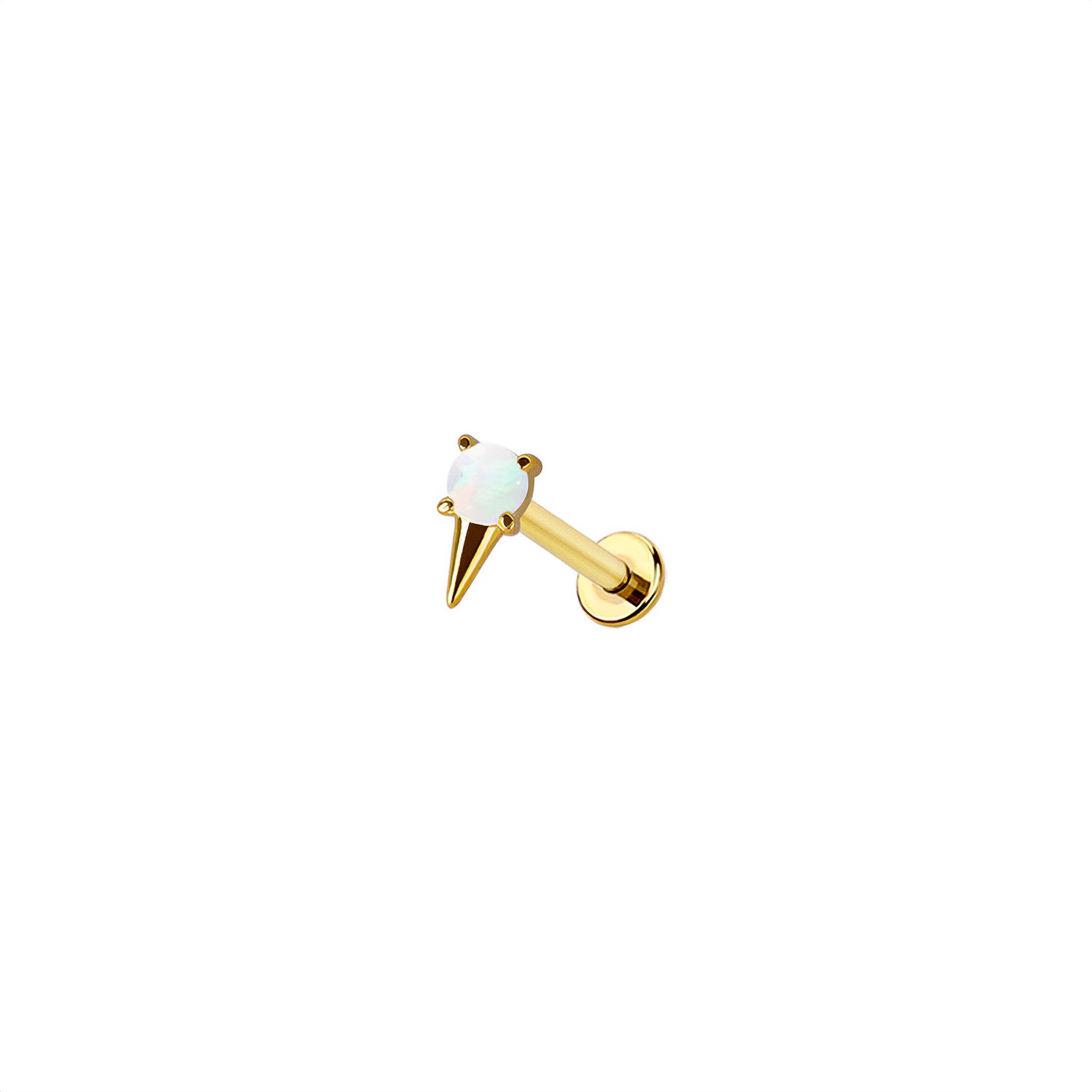 Opal Ice Cream Cone Threadless Labret – 316L Surgical Steel Push-In Flat Back Stud – Cute Cartilage, Helix, Tragus, Conch