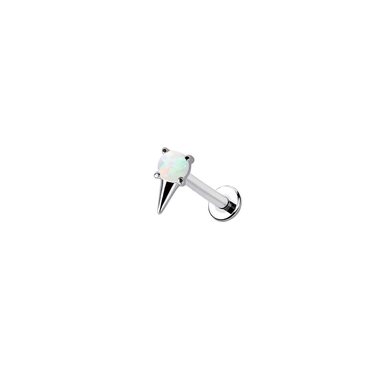 Opal Ice Cream Cone Threadless Labret – 316L Surgical Steel Push-In Flat Back Stud – Cute Cartilage, Helix, Tragus, Conch