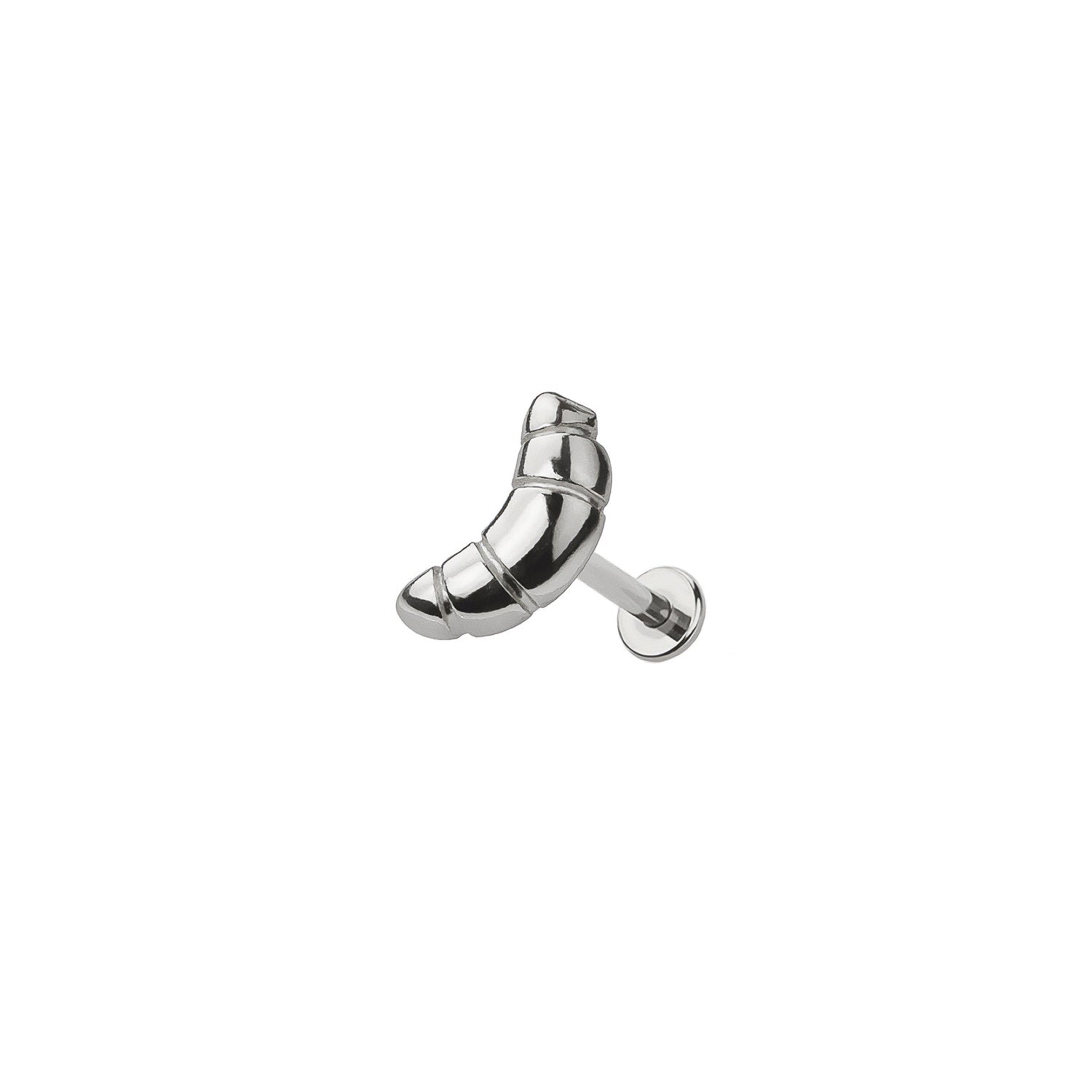 Micro Croissant Threadless Labret – 316L Surgical Steel Push-In Flat Back Stud – Dainty Cartilage, Helix, Tragus - Cute Bread Earring