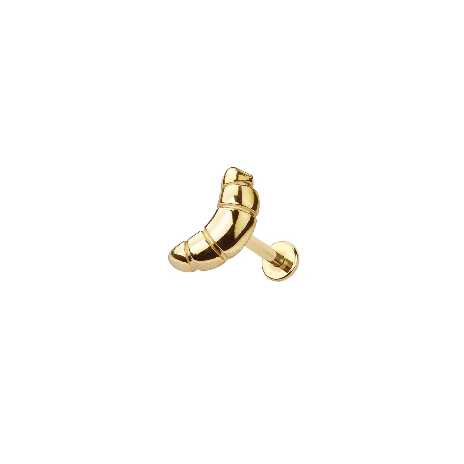 Micro Croissant Threadless Labret – 316L Surgical Steel Push-In Flat Back Stud – Dainty Cartilage, Helix, Tragus - Cute Bread Earring