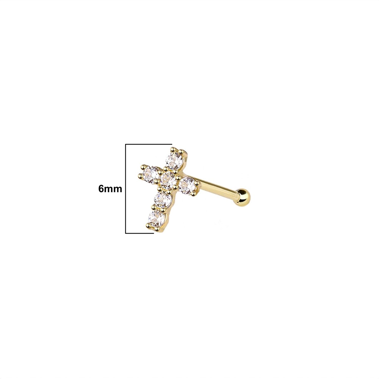 14K Micro Cross Nose Bone