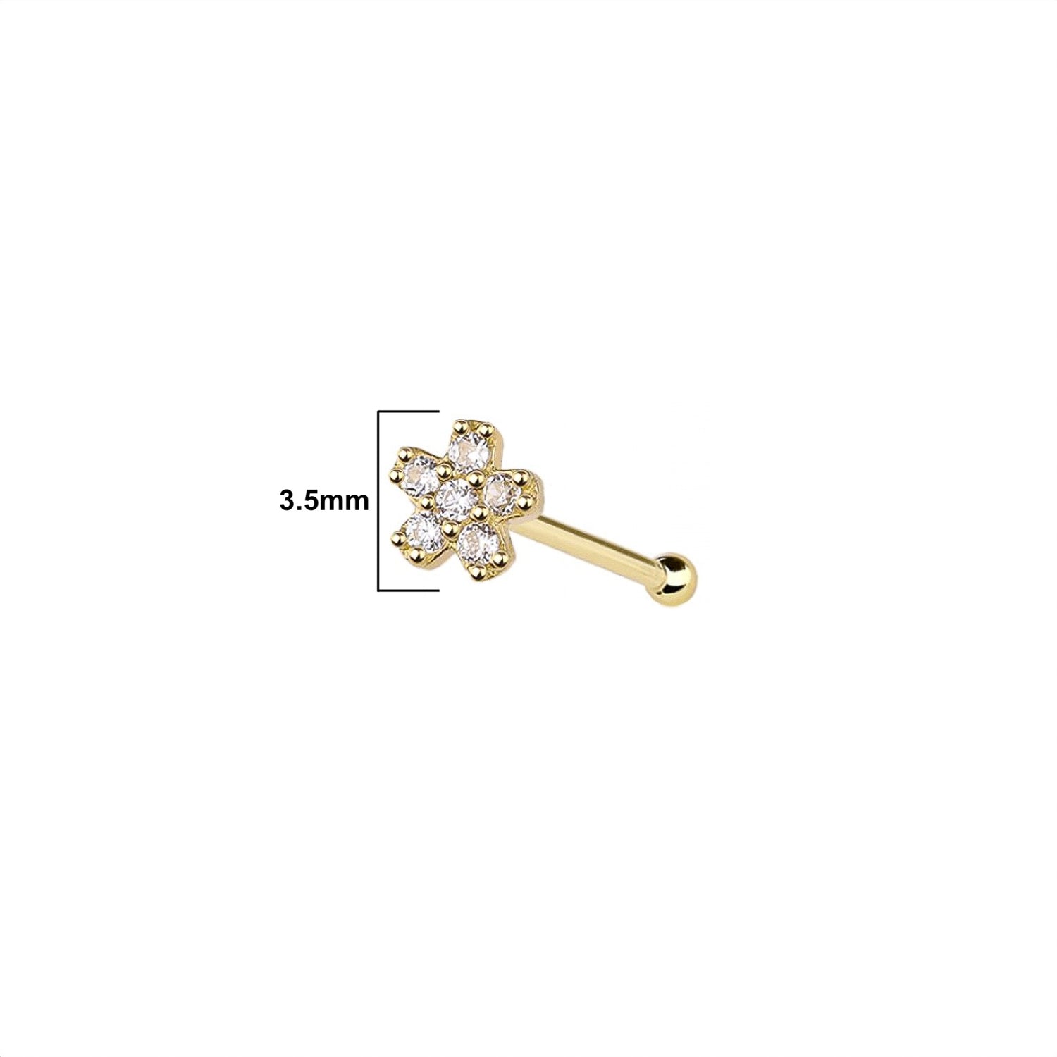 14K Micro Flower Nose Bone
