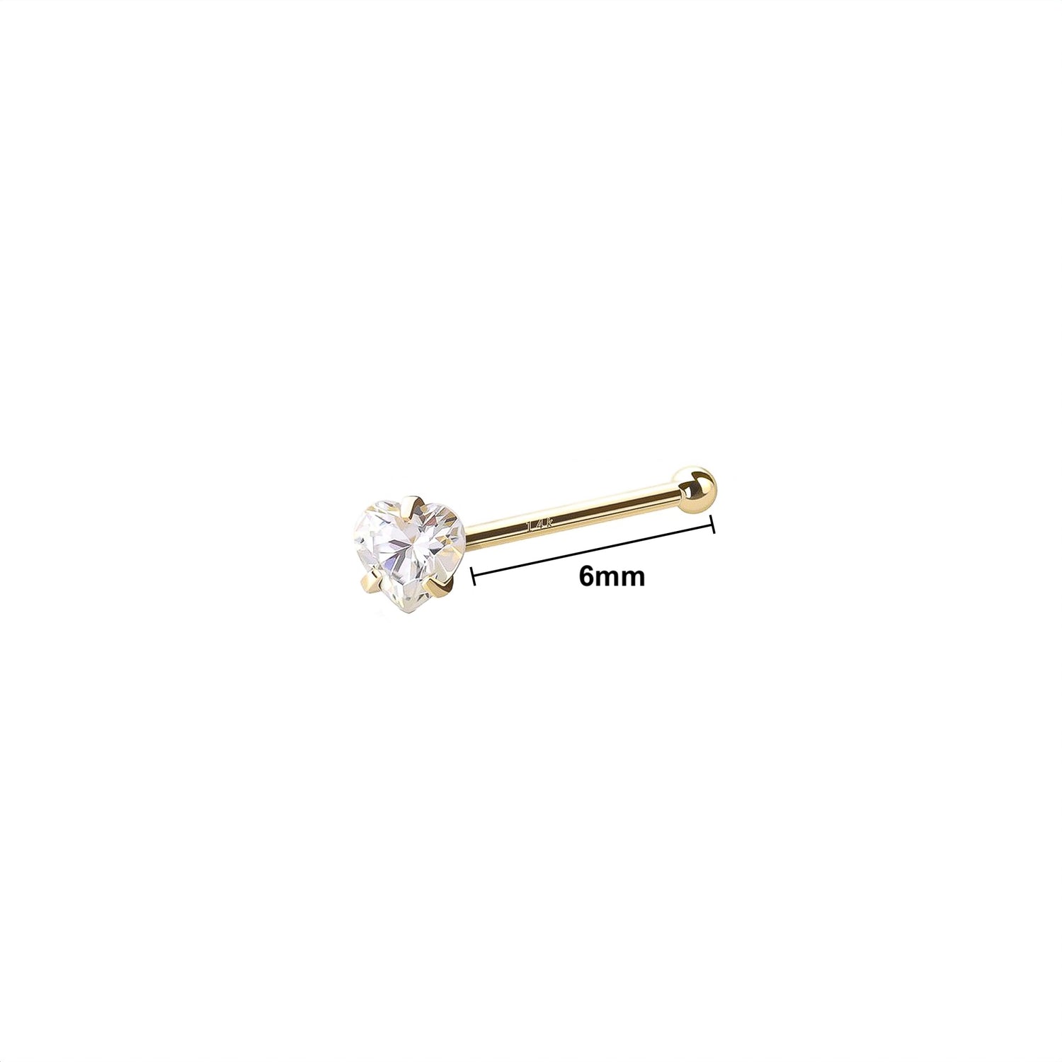 14K Heart Nose Bone