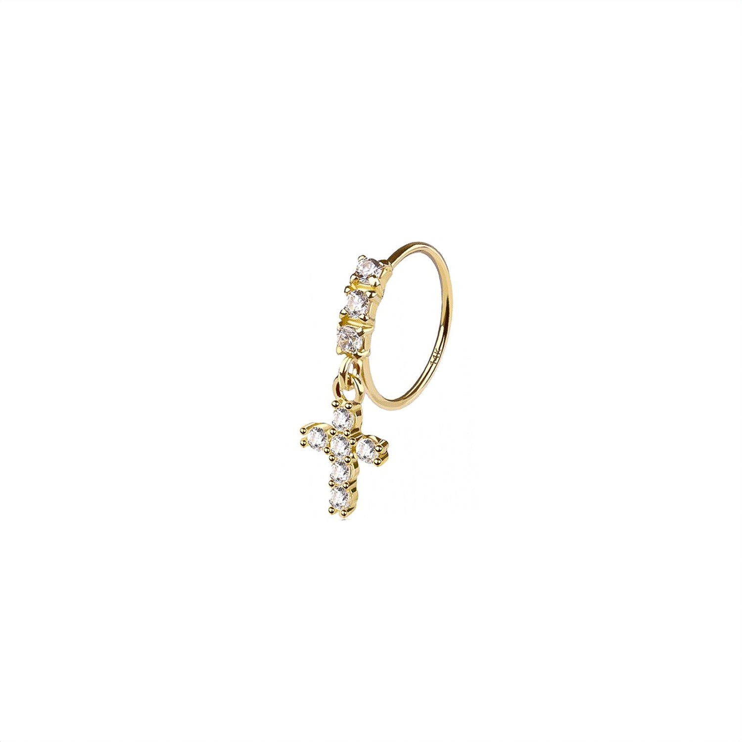 14K Cross Nose Ring