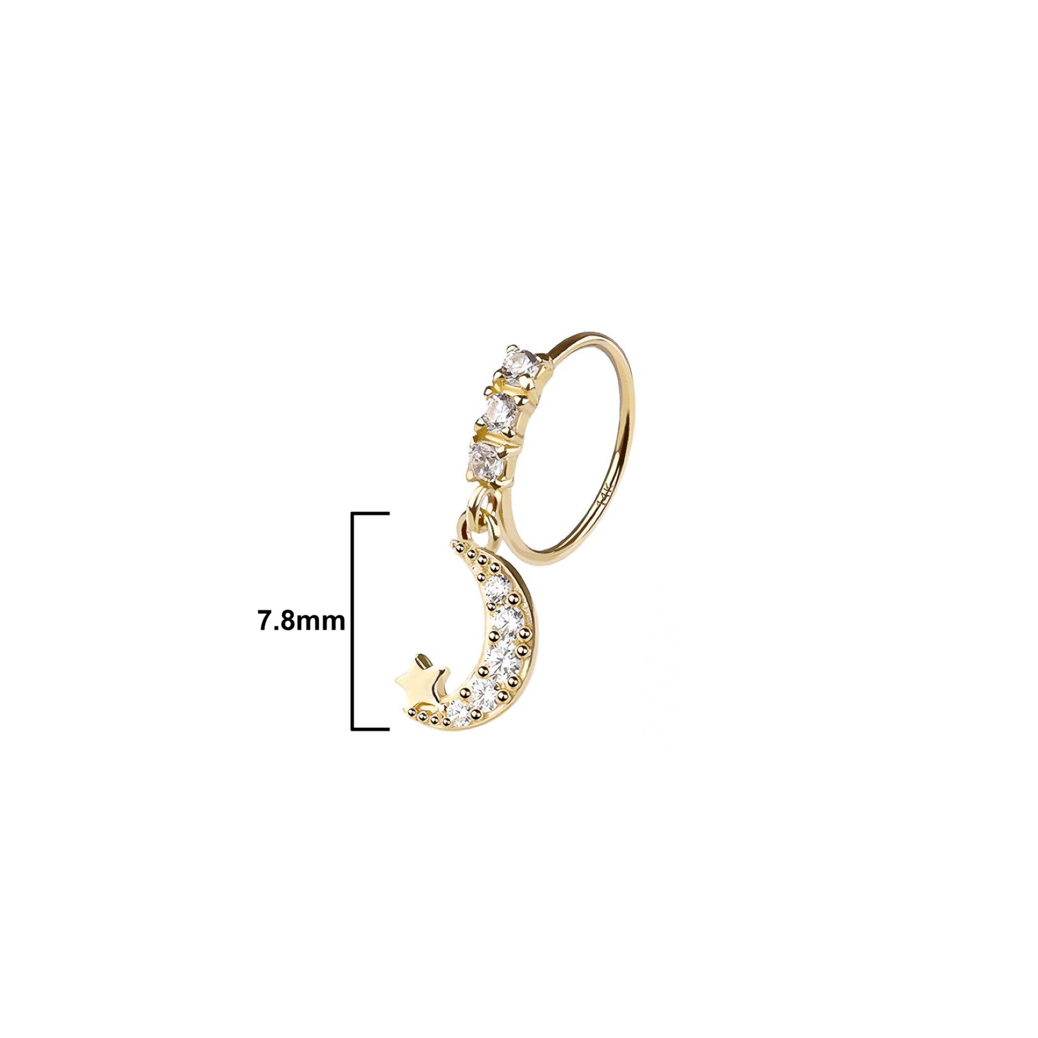 14K Moon & Stars Dangle Nose Ring