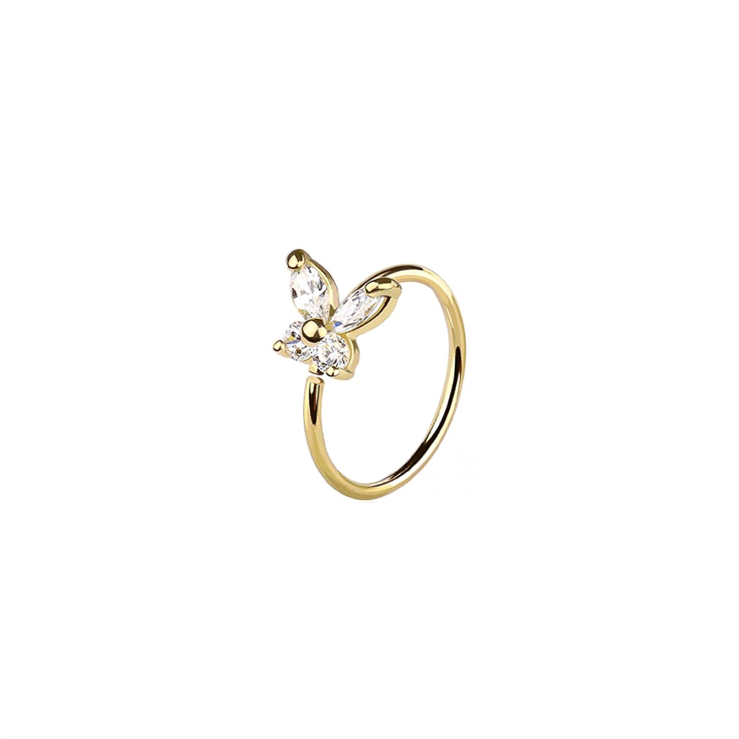 14K Butterfly Nose Ring
