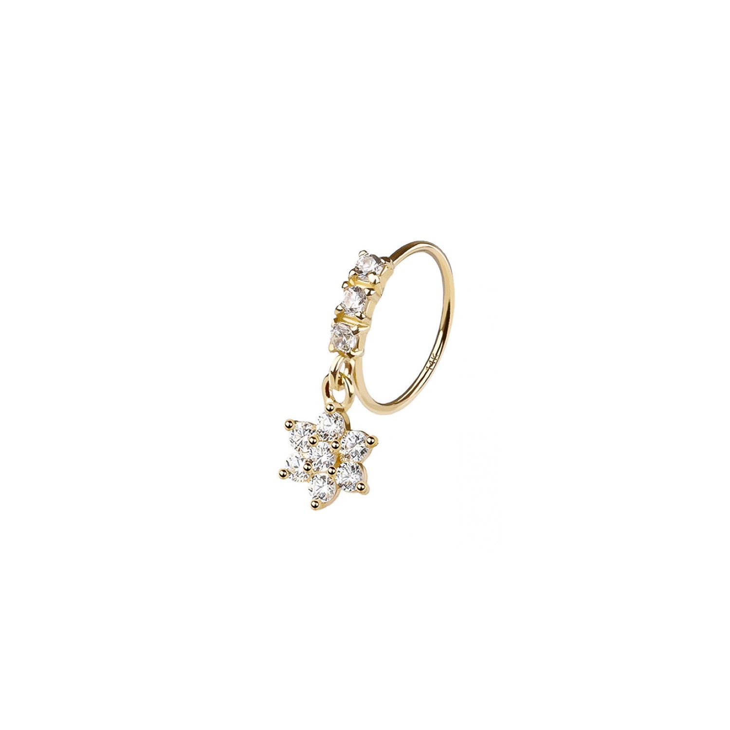 14K Flower Dangle Nose Ring