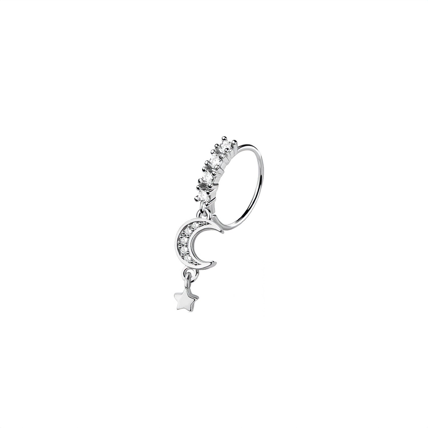 Moon & Star Dangle Nose Ring
