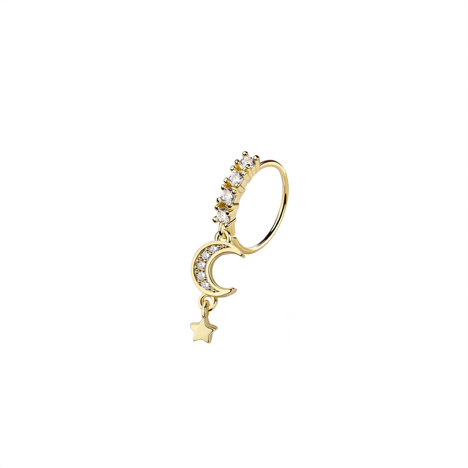 Moon & Star Dangle Nose Ring