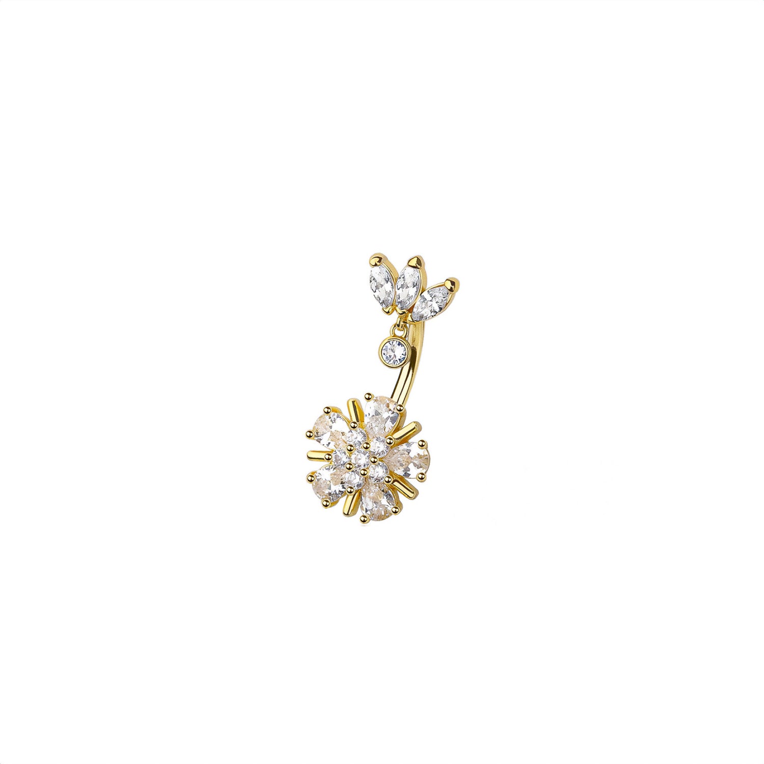 Flower Marquise Belly Button Ring