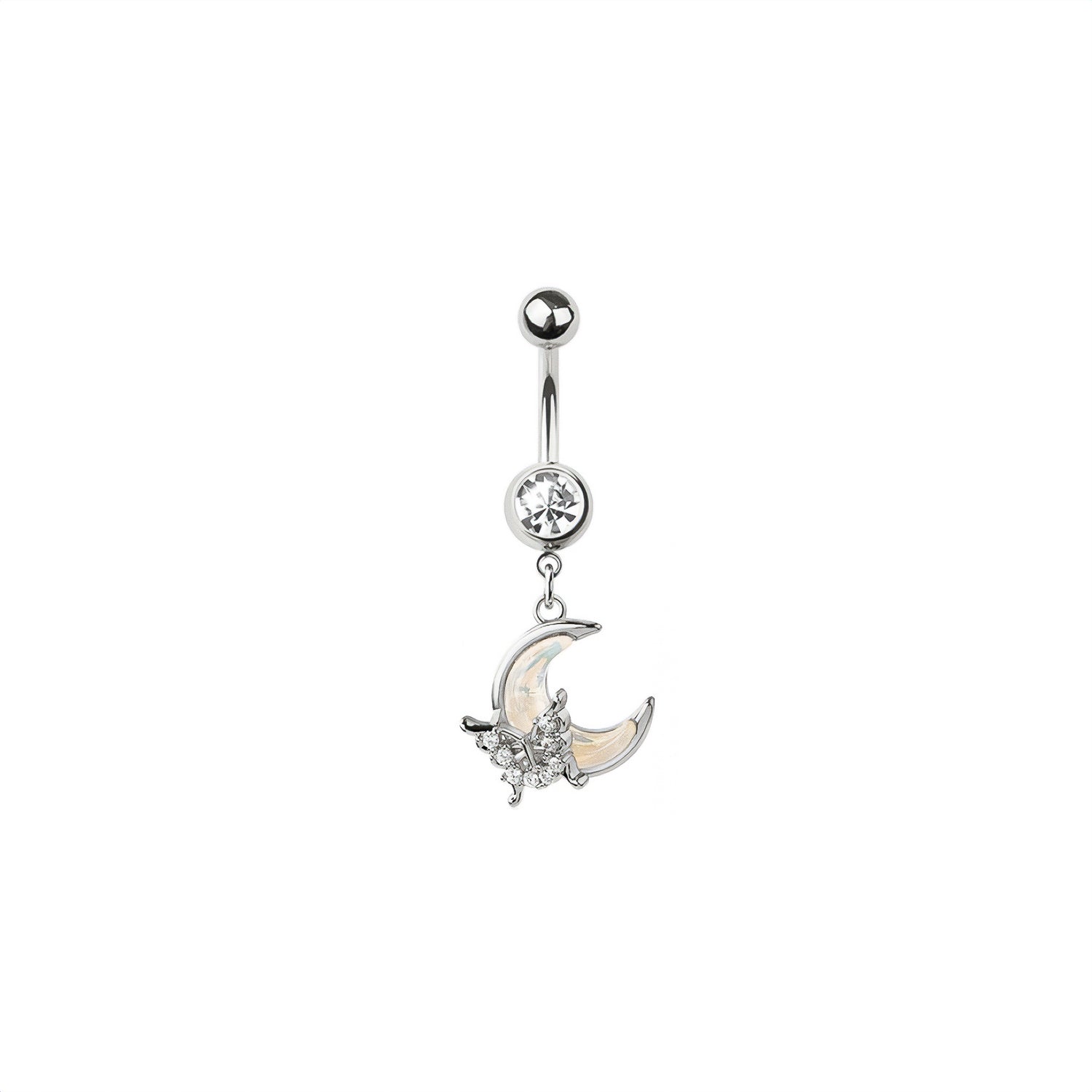 Moon & Butterfly Belly Button Ring