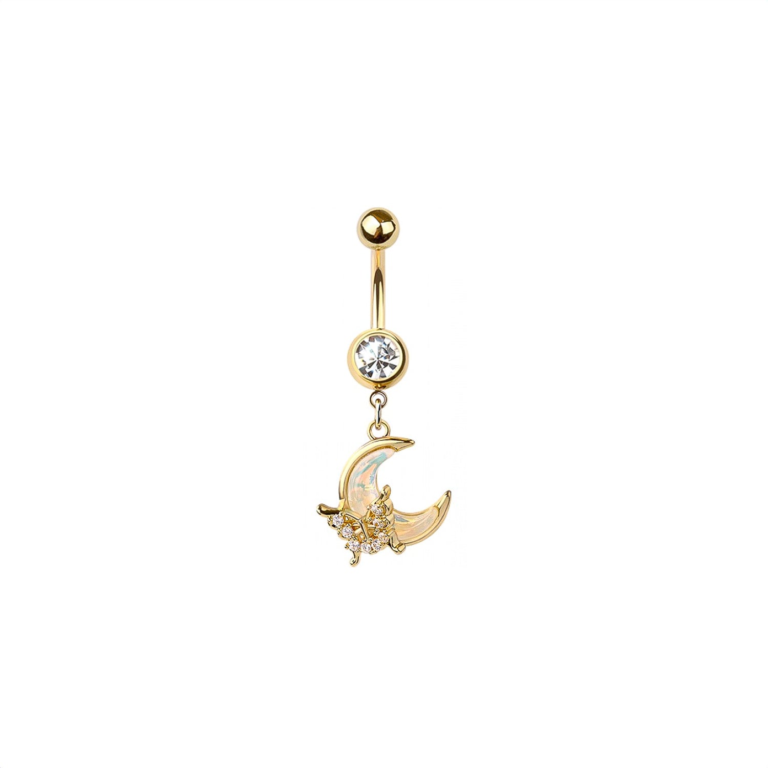 Moon & Butterfly Belly Button Ring
