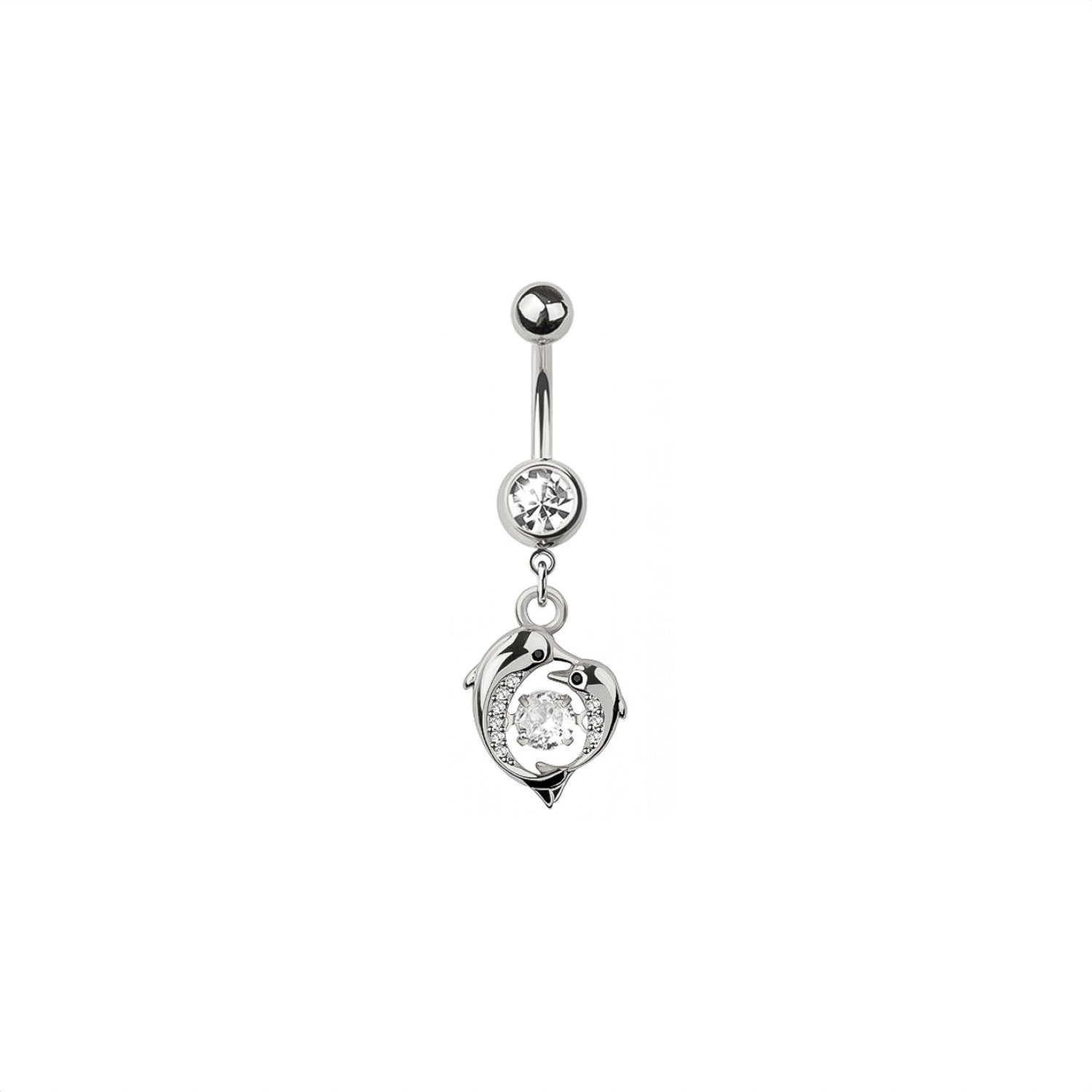 Dolphin Heart Belly Button Ring