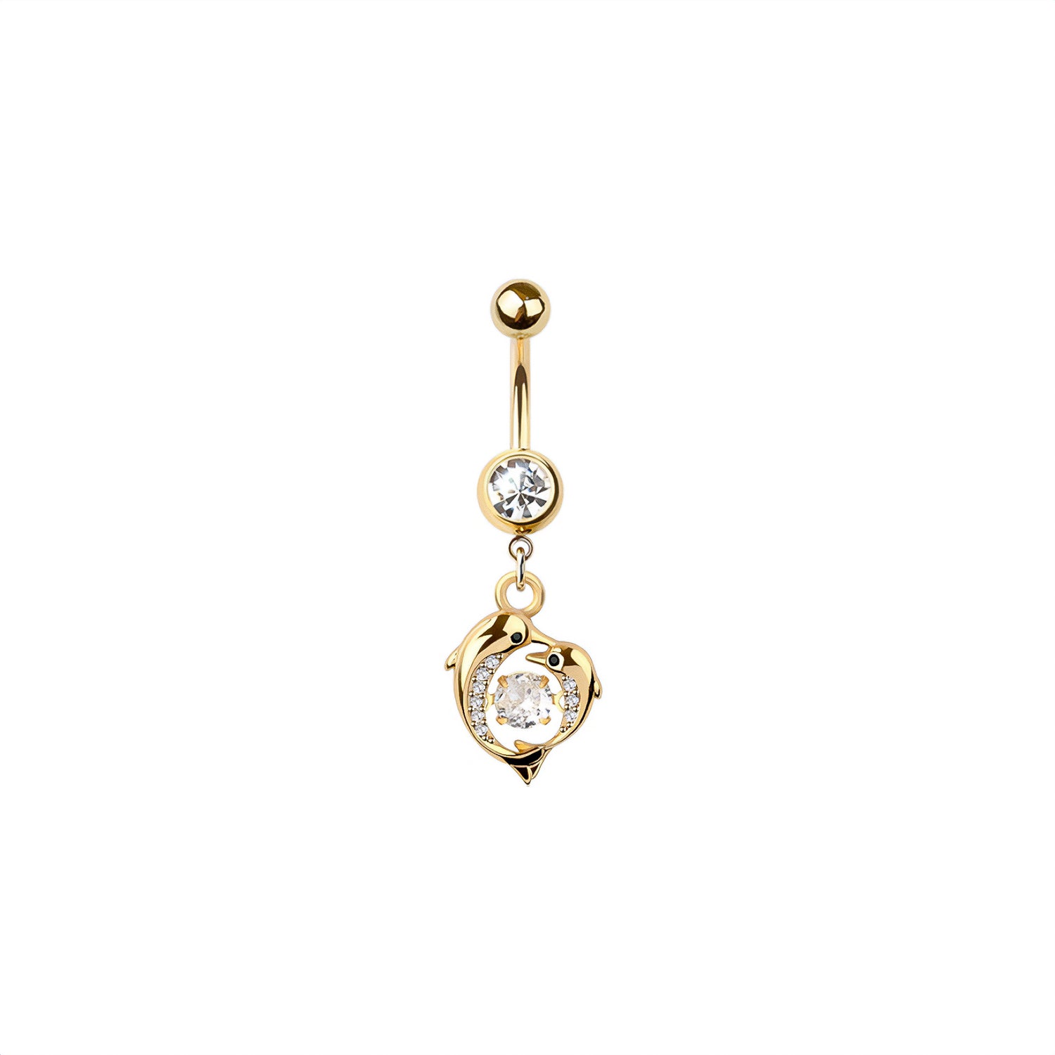 Dolphin Heart Belly Button Ring